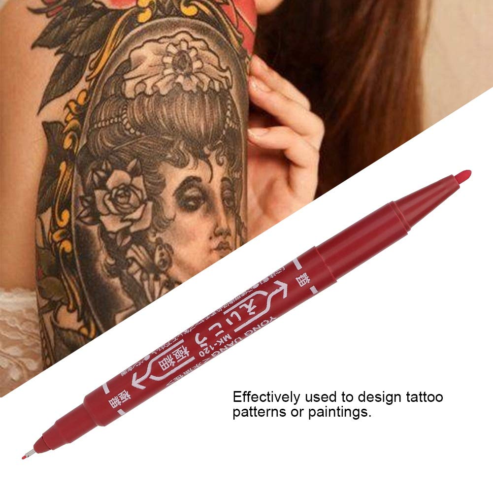 Joyzan Marking Pen, 10pcs Double End Marker Piercing Positioning Pen Tool Removable Marker Aesthetic Procedures Surgical Stencil Sites Bold Tip Scribe Art Men Women Teenage Adult Gifts Red