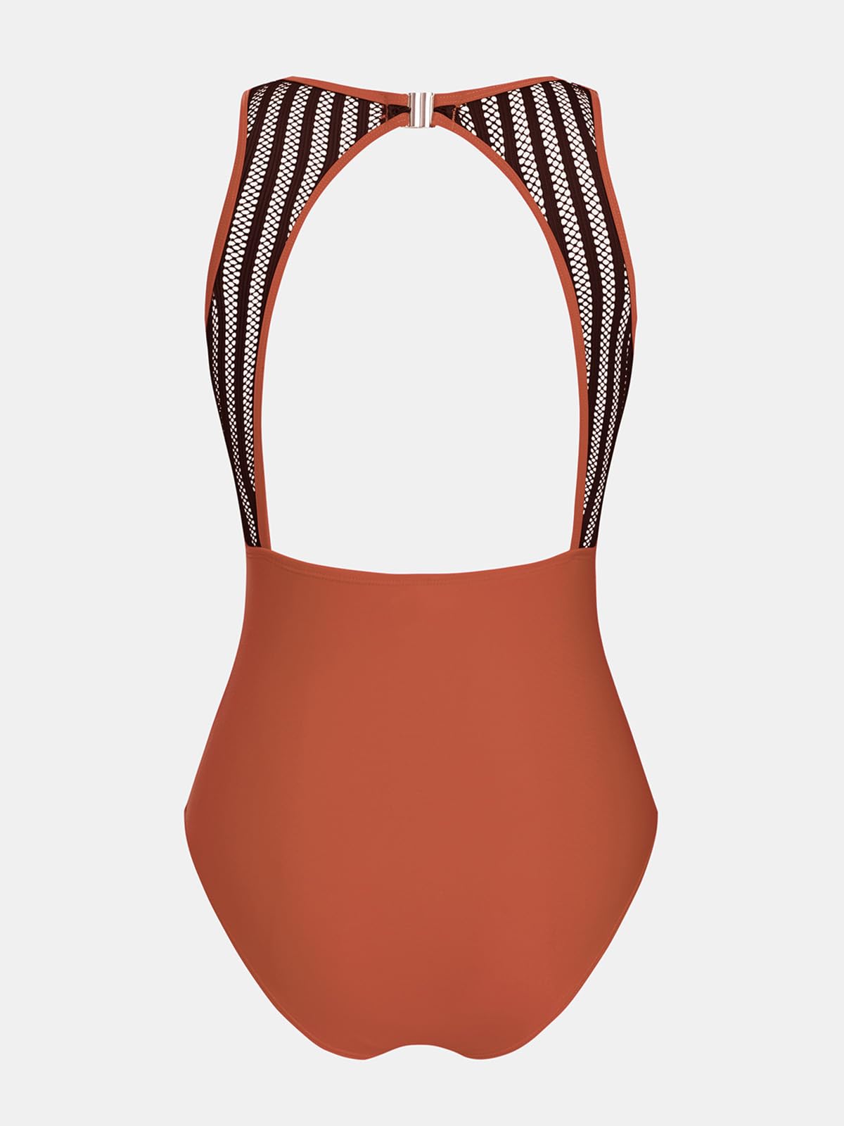CUPSHE Traje de baño de una pieza para mujer, con control de abdomen, cuello alto, recortado, gancho trasero, traje de baño de malla