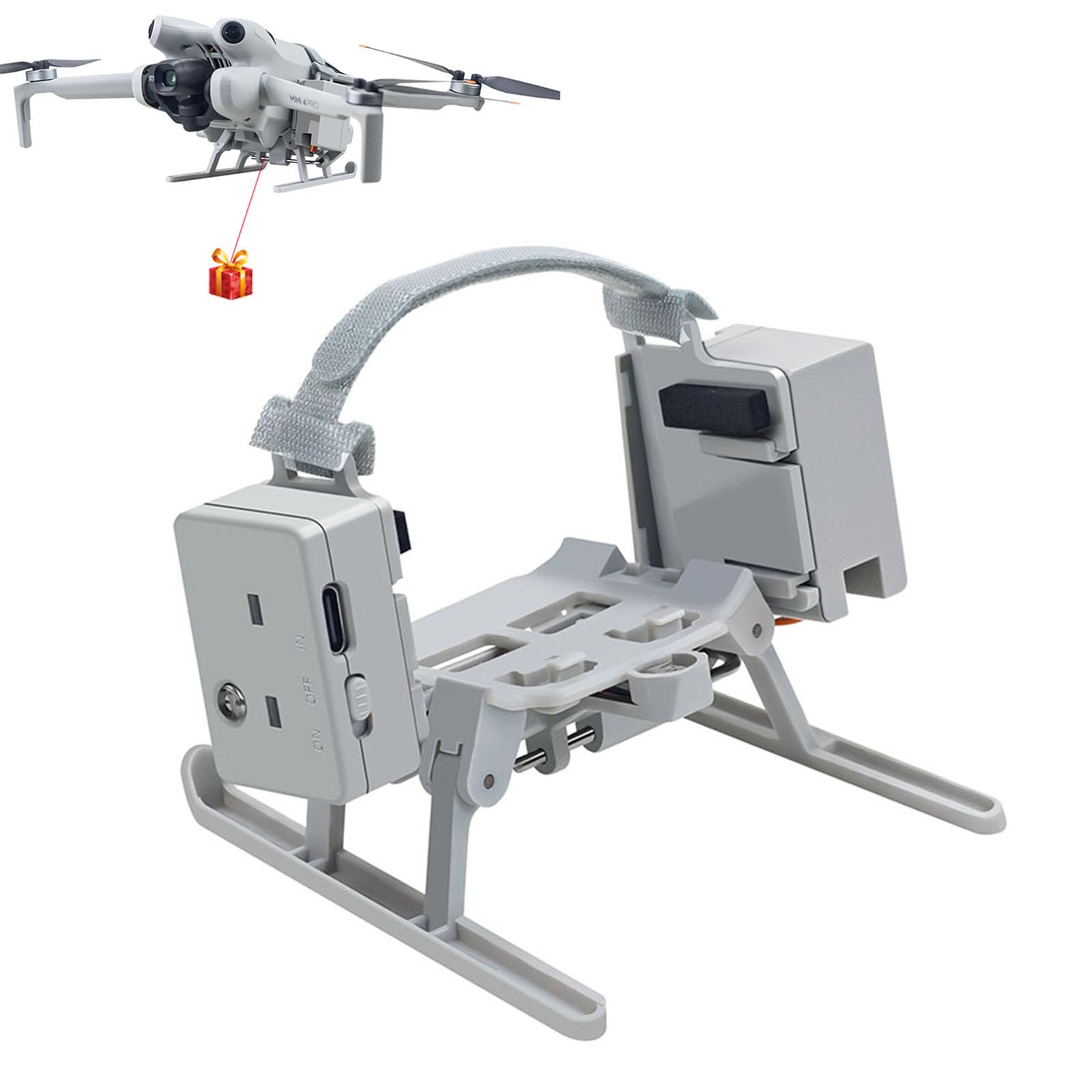 LICHIFIT Drone Airdrop System with Landing gears for DJI Mini 4 Pro Light-sensitive Thrower Transport Delivery Payload Release Air Dropping Device Extended Legs