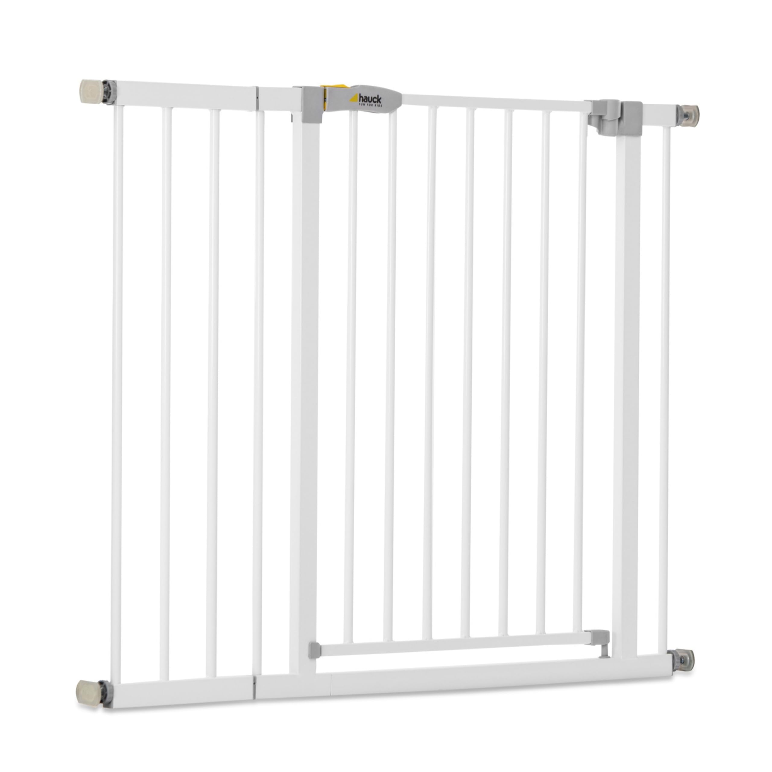 hauck Cancelletto di Sicurezza per Bambini Open N Stop KD incl. Estensione da 21cm - Cancelletto per Bambini da 96 a 101cm - Fissaggio a Pressione - Estensibile, per Porte e Scale - Metallo, Bianco