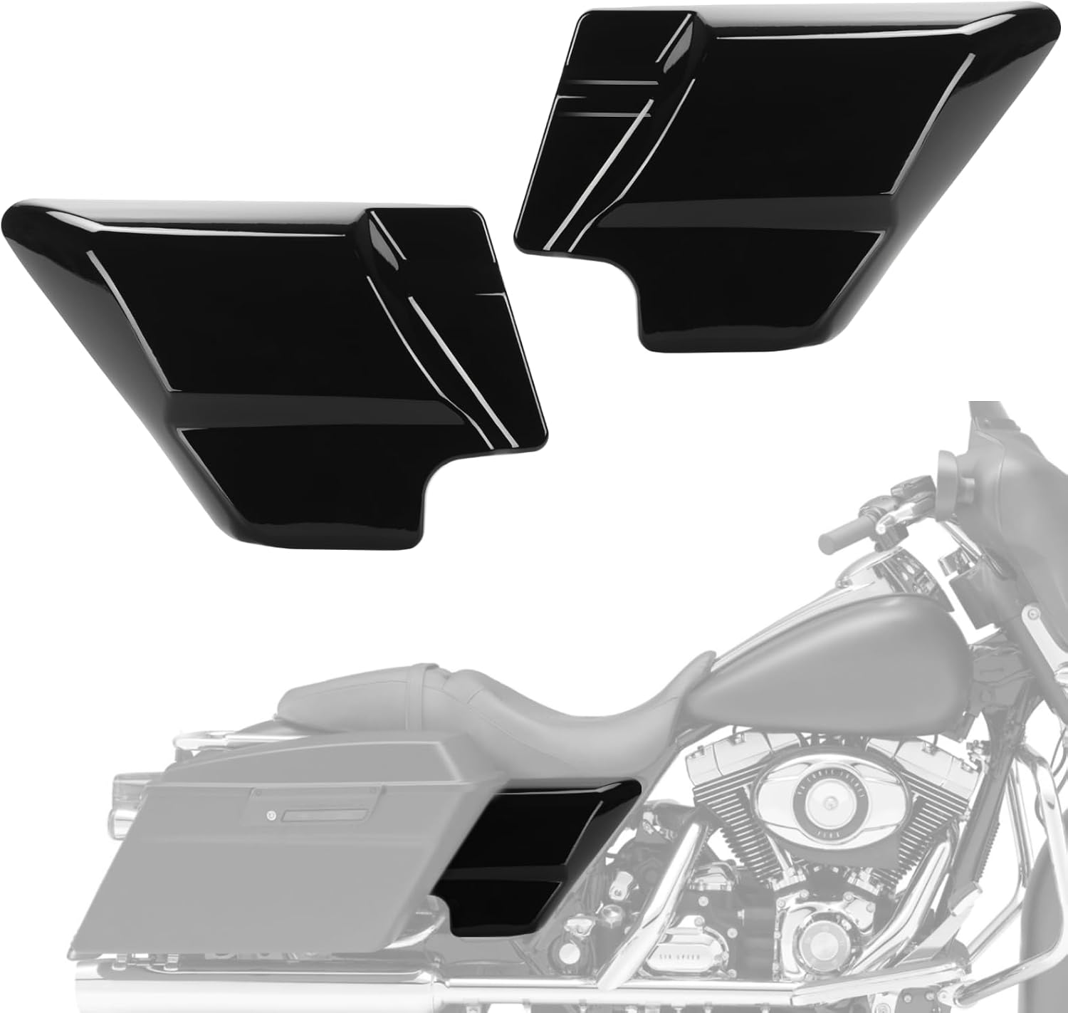 Side Cover Panel for Touring, Road King, Road Glide, Electra Glide, Street Glide 1997-2007（ Vivid Black）