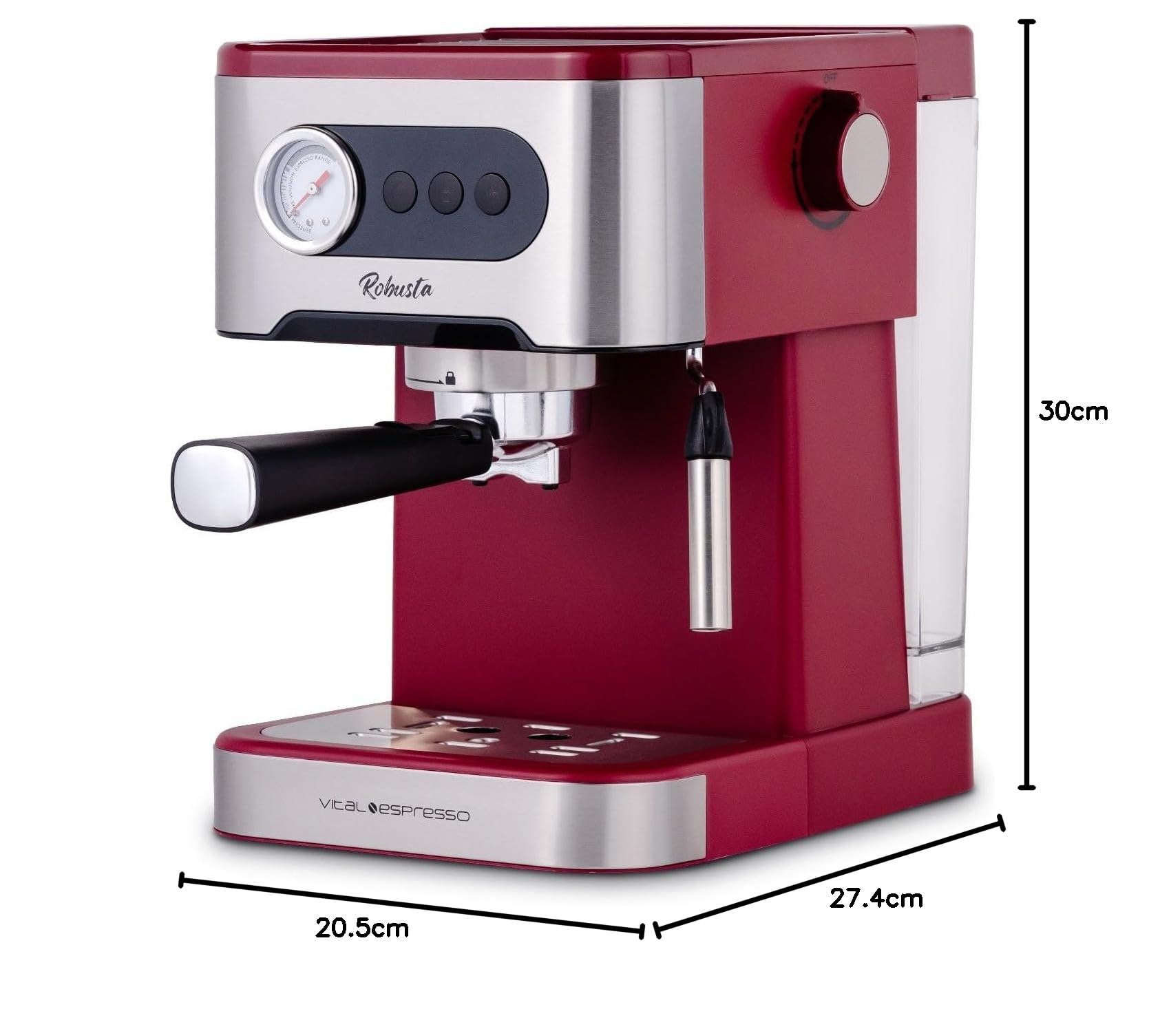 XSQUO Useful Tech Caffettiera Express. Espresso e Cappuccino, 1350w, 20 bar, Vaporizzatore Orientabile, Sistema Thermos Block di riscaldamento rapido.. Vital Espresso Robusta.