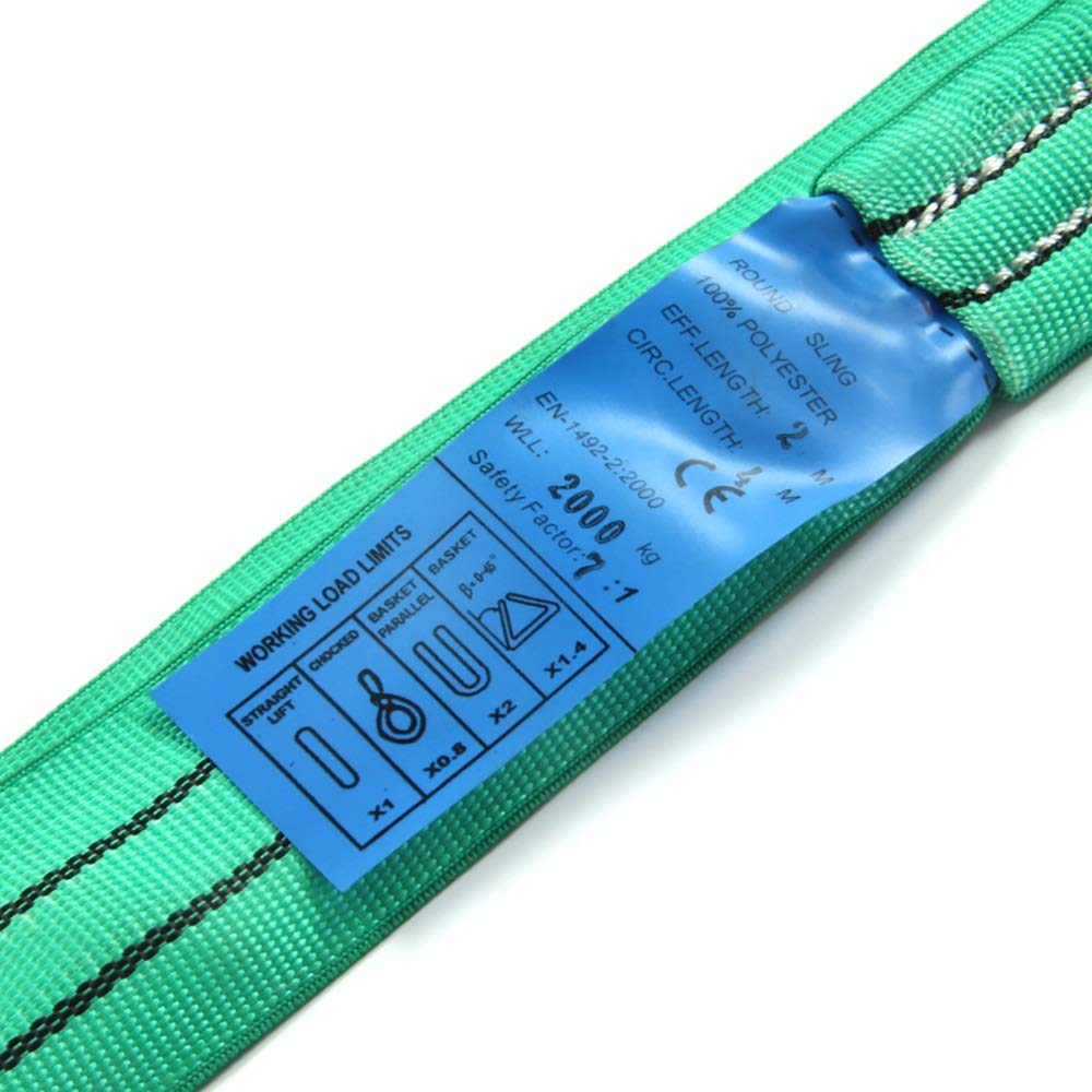 Elevación de la Banda móvil Eslinga de elevación con Cubierta de poliéster Doble de 2 toneladas con una Longitud de 1 a 10 m en la Lista de eslingas Verdes Resistente al Desgaste(1m)
