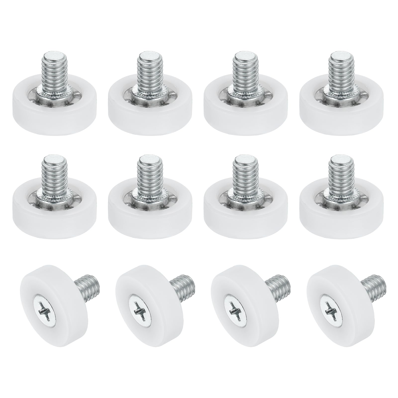 sourcing map 12Pcs 19mm Drawer Rollers, Plastic Positioning Pulleys Flat Surface Small Drawer Pulley Bearing Replacement Wheel for Furniture Parts Cabinet Cupboard Slides(M6x8.5mm Thread)
