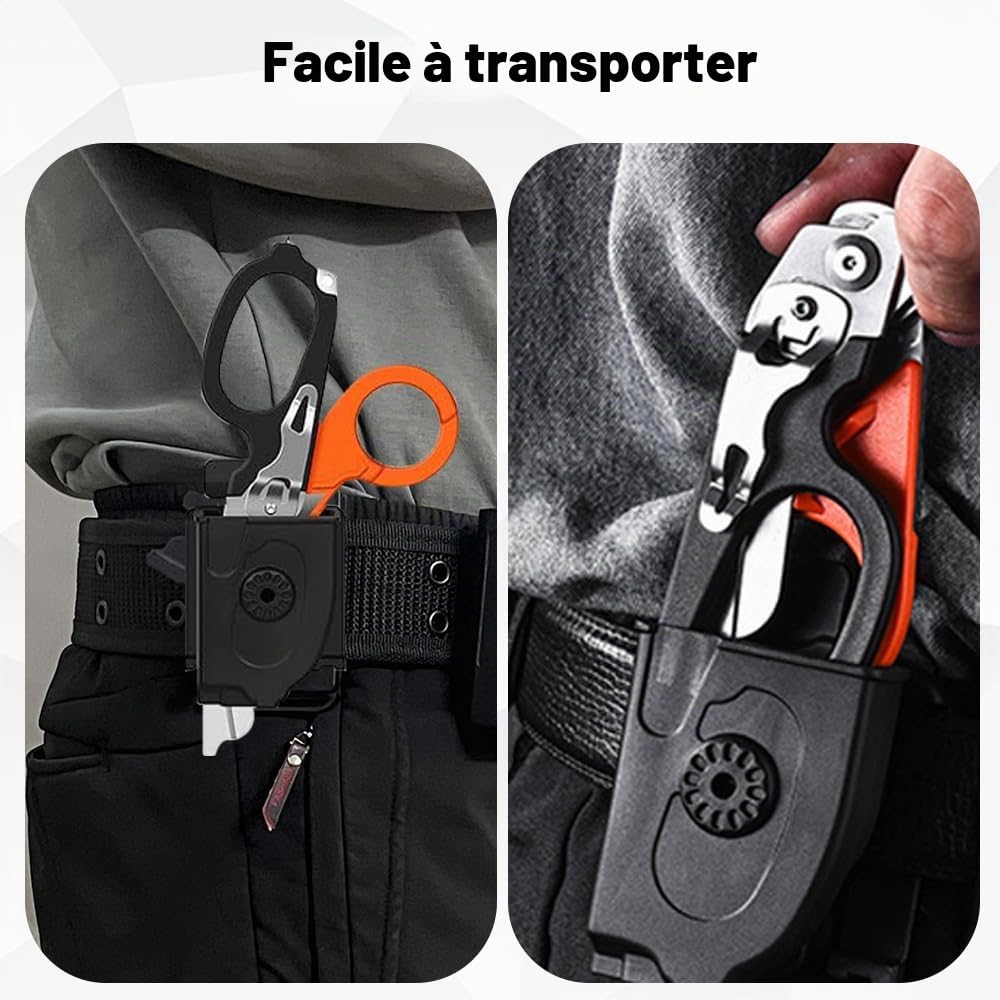 Trauma Ciseau multifonction 6 en 1 - Pince à ciseau pliable pour secouristes - Utilisation professionnelle