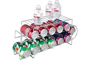 mDesign 2-Tier Metal Wire Standing Pop/Soda and Food Can Dispenser Storage Rack...