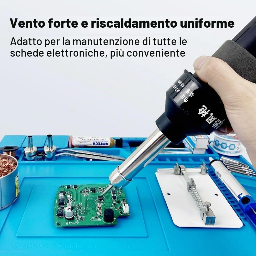 Jadeshay Pistola Termica,220V 450W Pistola ad Aria Calda Regolabile Pistola Ad Aria Calda Elettronica per Stazione di Saldatura IC SMD BGA,con Display LCD
