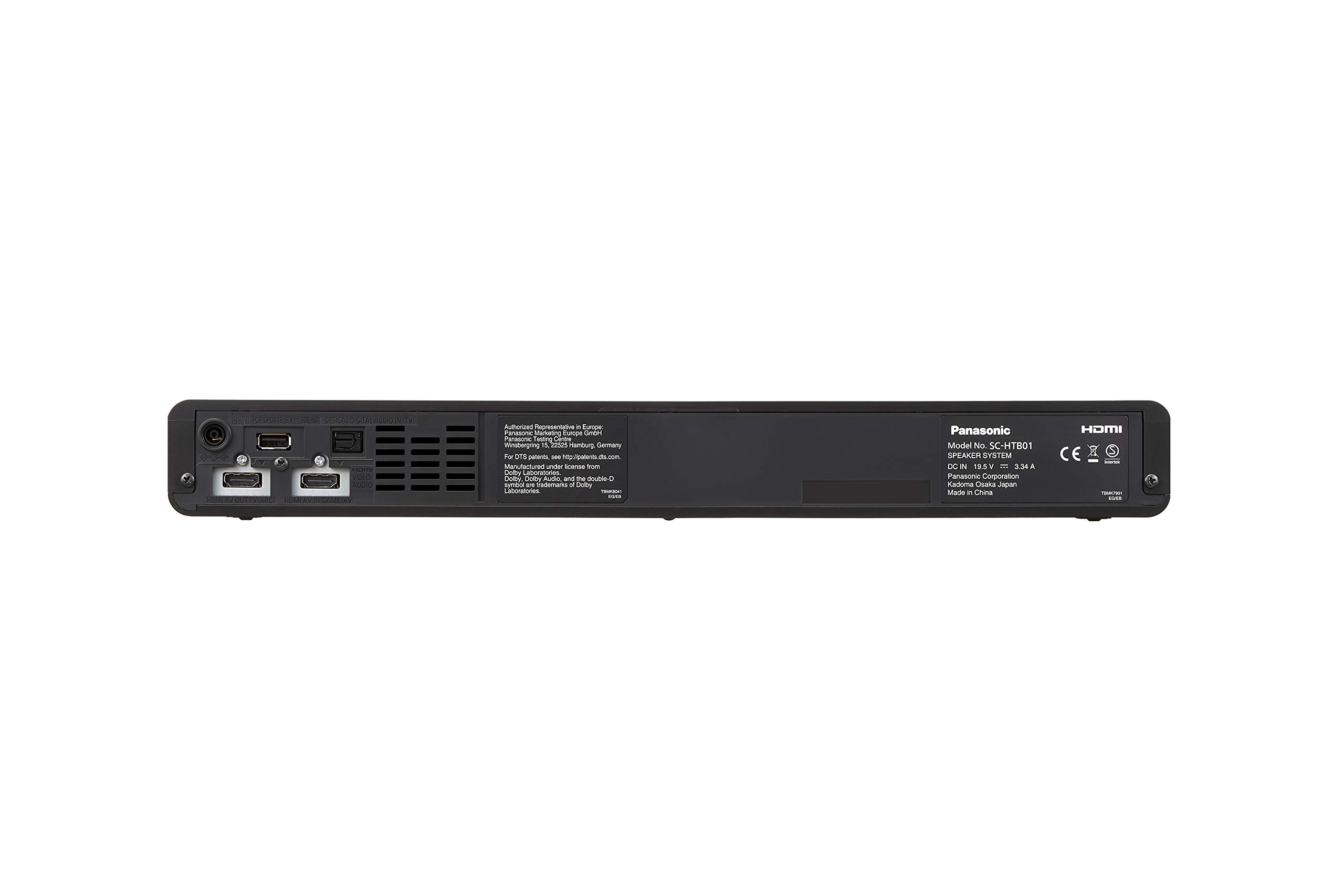Panasonic SC-HTB01 PC Gaming Lautsprecher mit integriertem Subwoofer (Dolby Atmos und DTS:X, Bluetooth, High-Resolution Audio, HDMI) schwarz