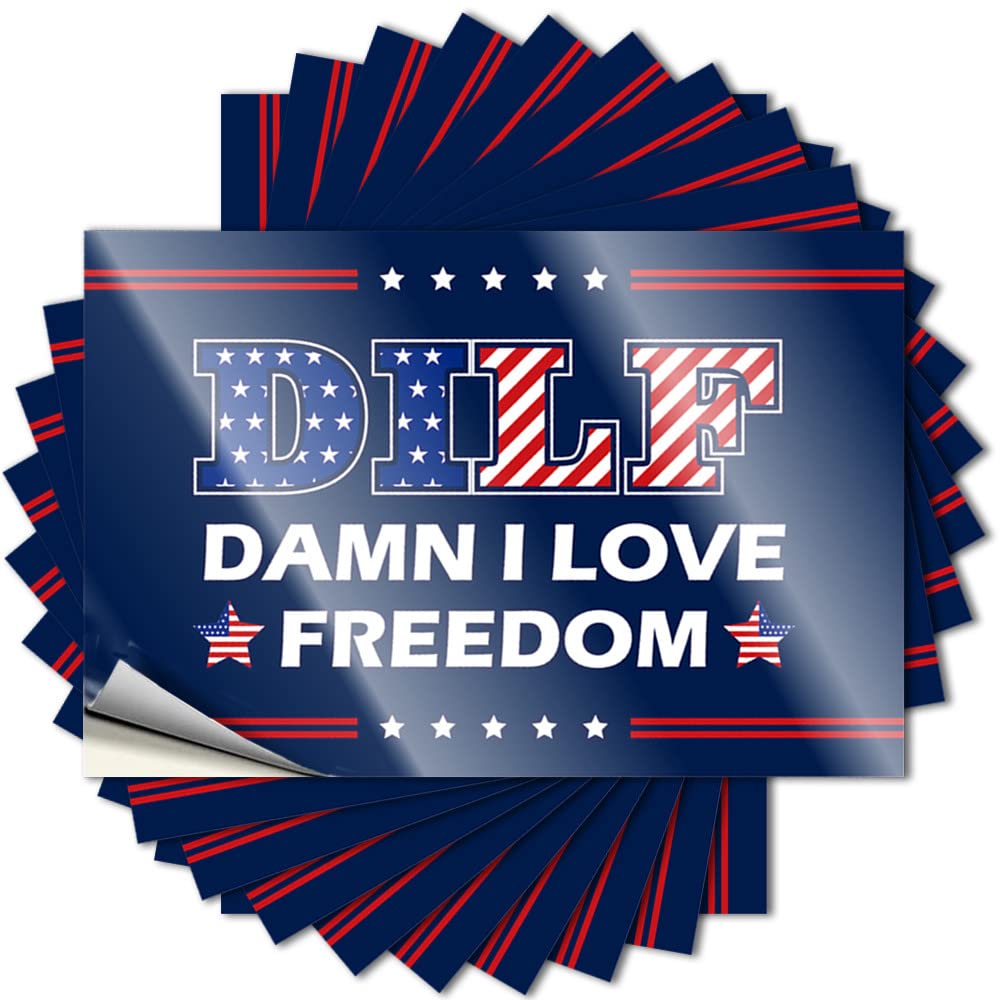 Fun, Sticker Hat Damn I Love Freedom DILF | Autumn Christmas(6X9CM)