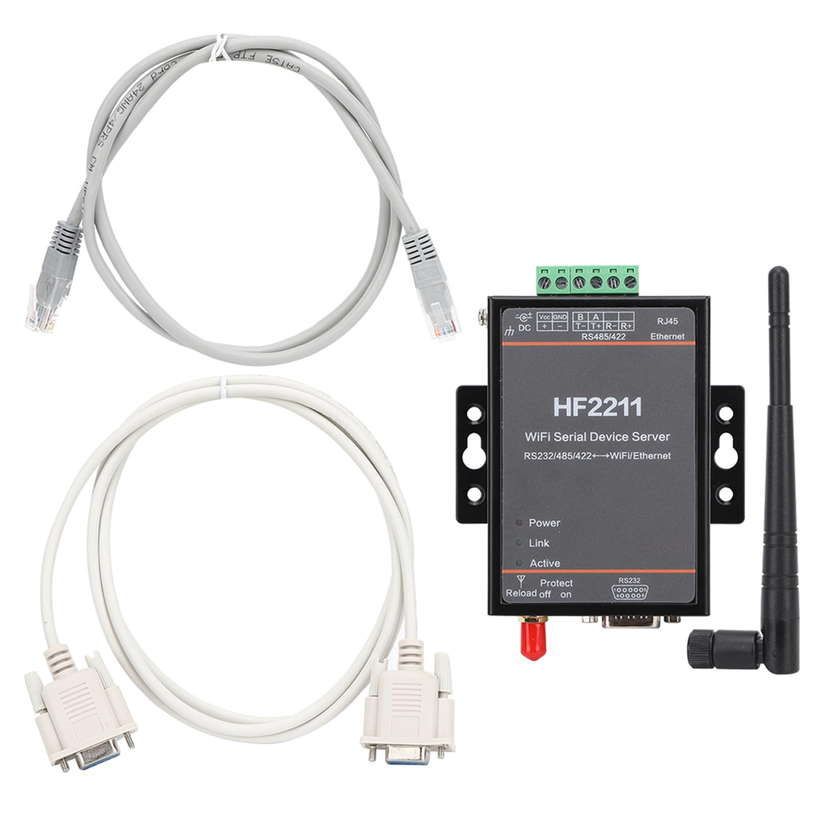 Serveur de Périphérique Série RS232/485/422 vers WiFi Ethernet DTU 5-36VDC 95x65x25mm