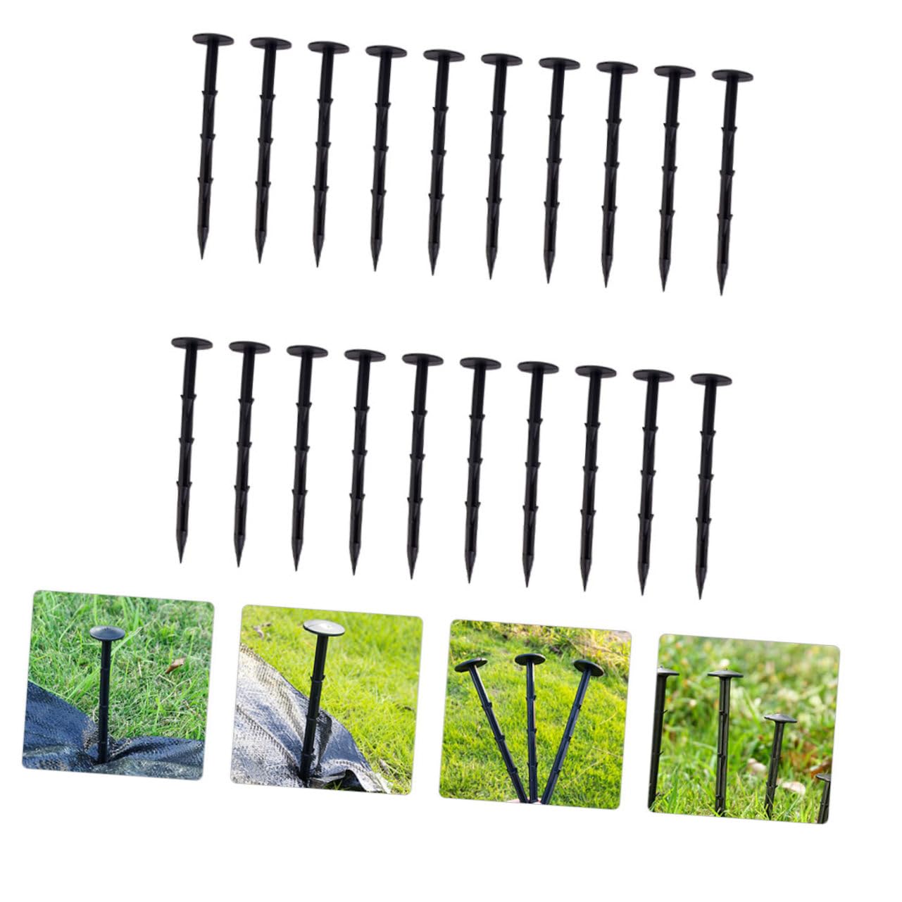 Piquets de Jardinage en Plastique 60 Pièces PP Noirs