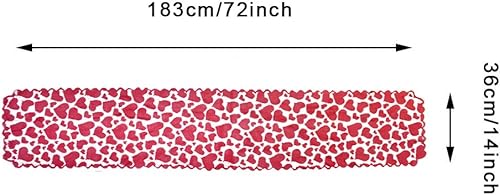 Miniatura 2 de Baryuefull - Camino de mesa rojo para decoración del día de San Valentín 140 x 720in con forma de corazón de encaje para suministros de fiesta de