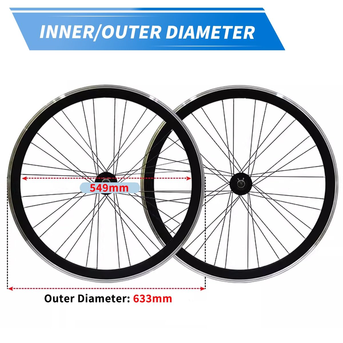 Ruedas De Engranaje Fijo 700C Llanta De Aleación De Aluminio De 40mm Freno V 32/36H Rueda De Bicicleta Fixie Delanteras Traseras De Una Sola Velocida