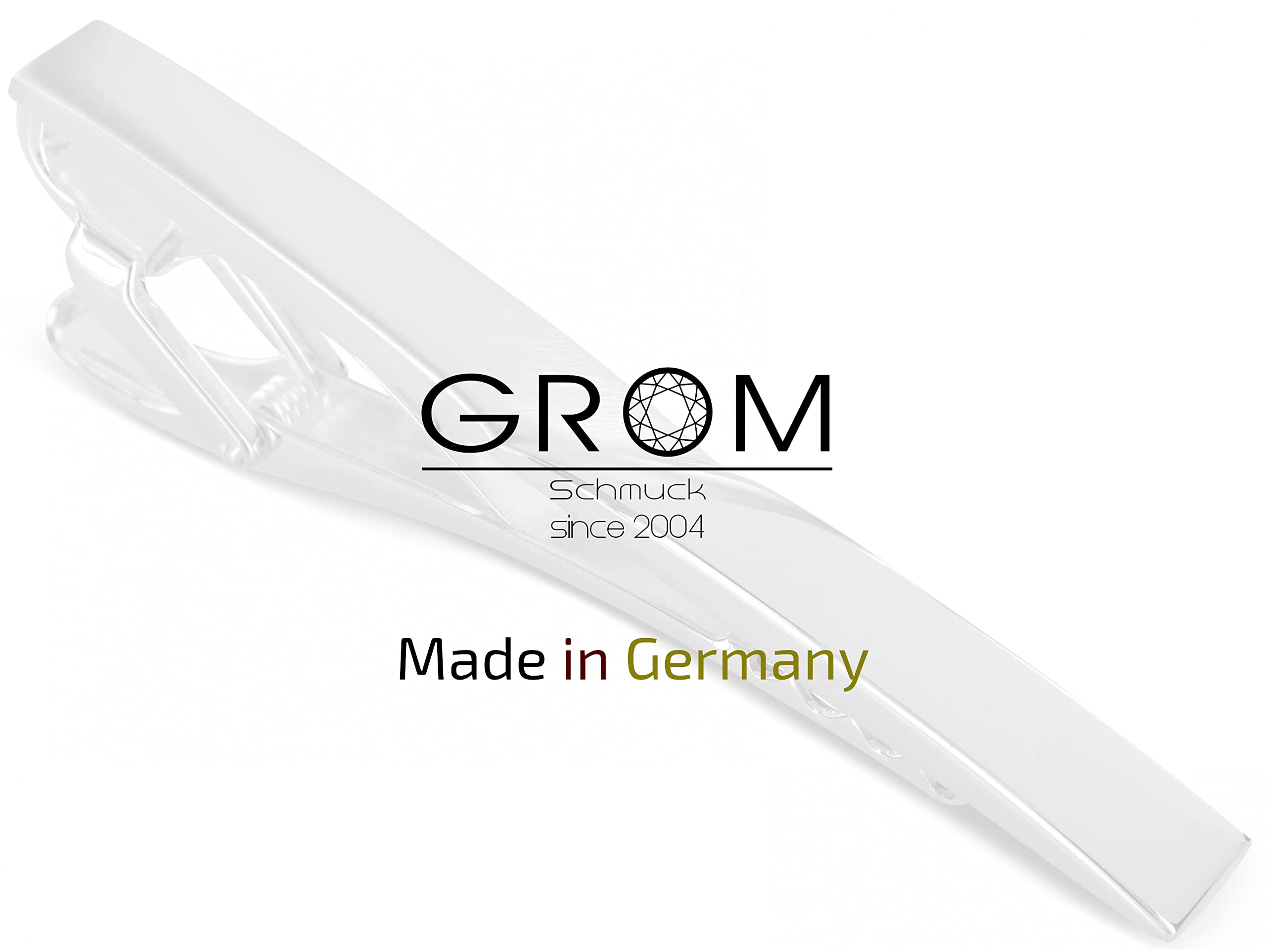 Grom Krawattenklammer/Krawattennadel gravierbar aus massivem 925er Sterling Silber