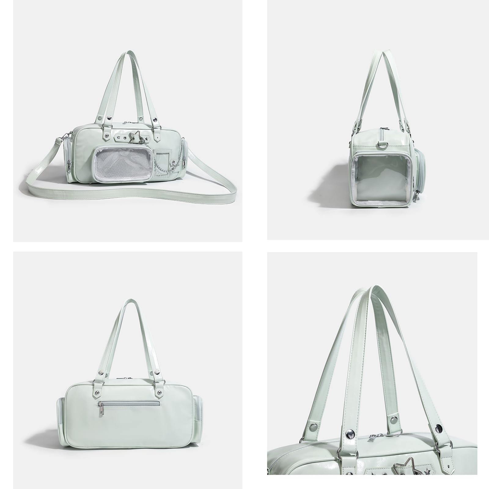 Borsa a tracolla a tema anime da donna con display trasparente e tasche multiple con finestra trasparente