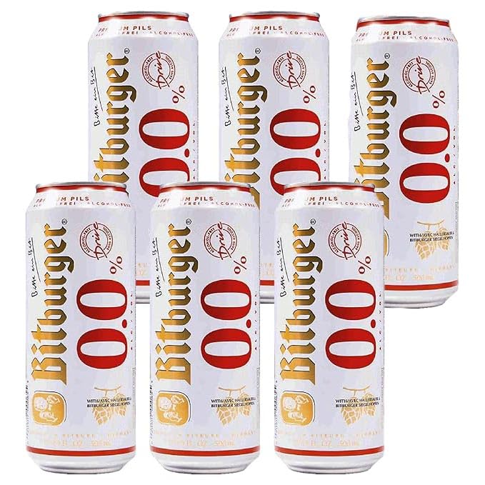 Bitburger Drive Non-Alcoholic Beer, Award Winning Beer from Germany, 16oz Can, 6 Pack