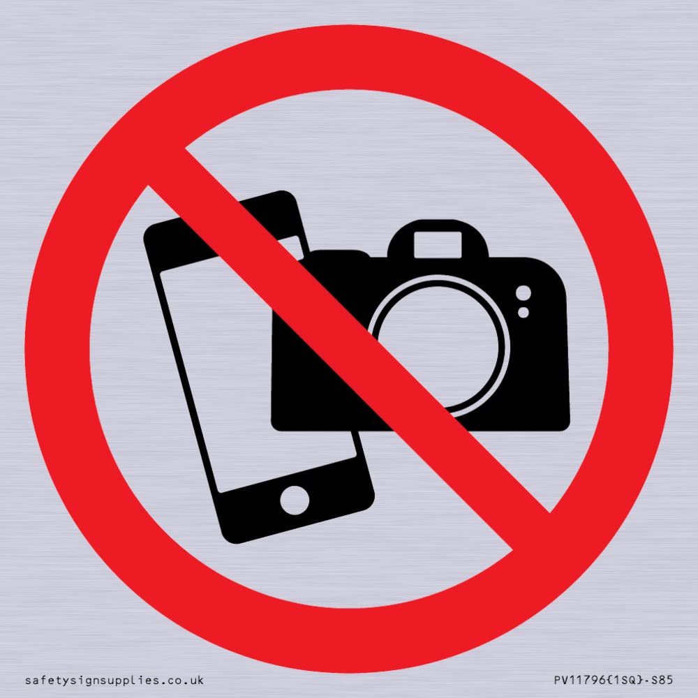 P932 Prohibition: No filming or photography Sign - 85x85mm - S85