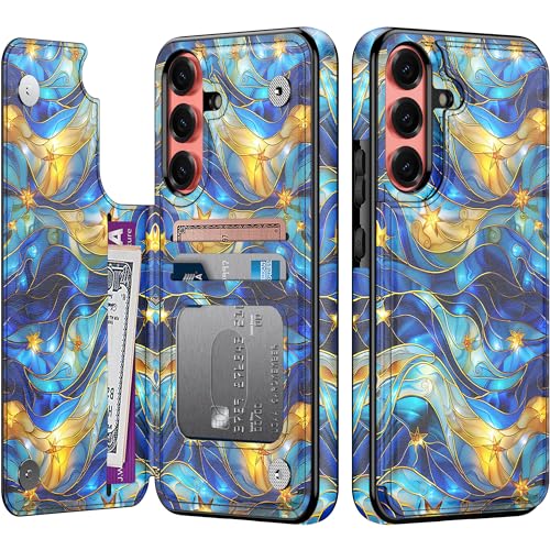 Idée cadeau femme étui portefeuille Samsung S25 Plus à motif floral mignon