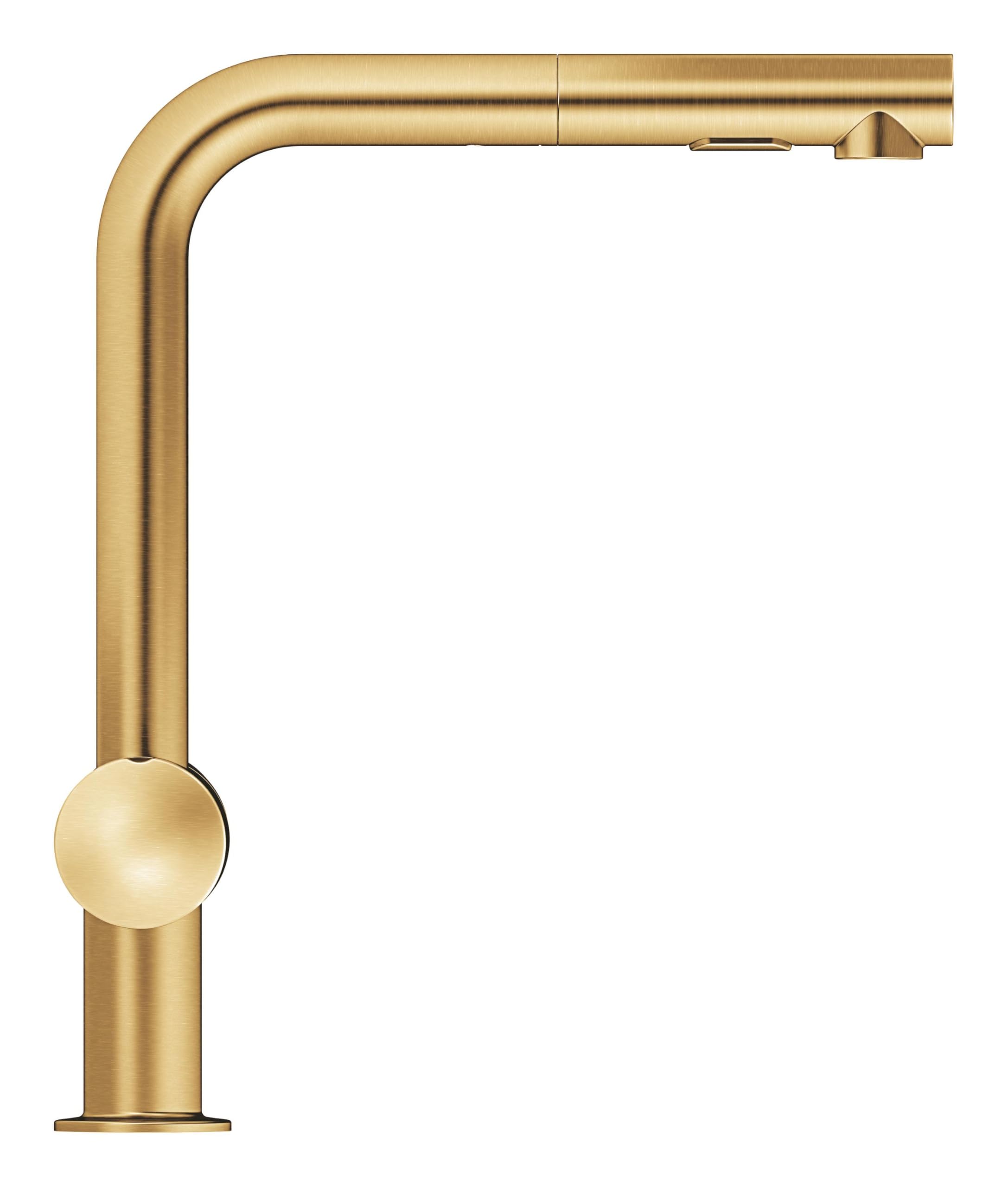 GROHE Minta 31558GN0 Robinet mitigeur extractible pour évier de cuisine (pivotant à 360° bec haut L taille 328 mm, cartouche céramique 46 mm, queue 3/8", facile à installer), or brossé