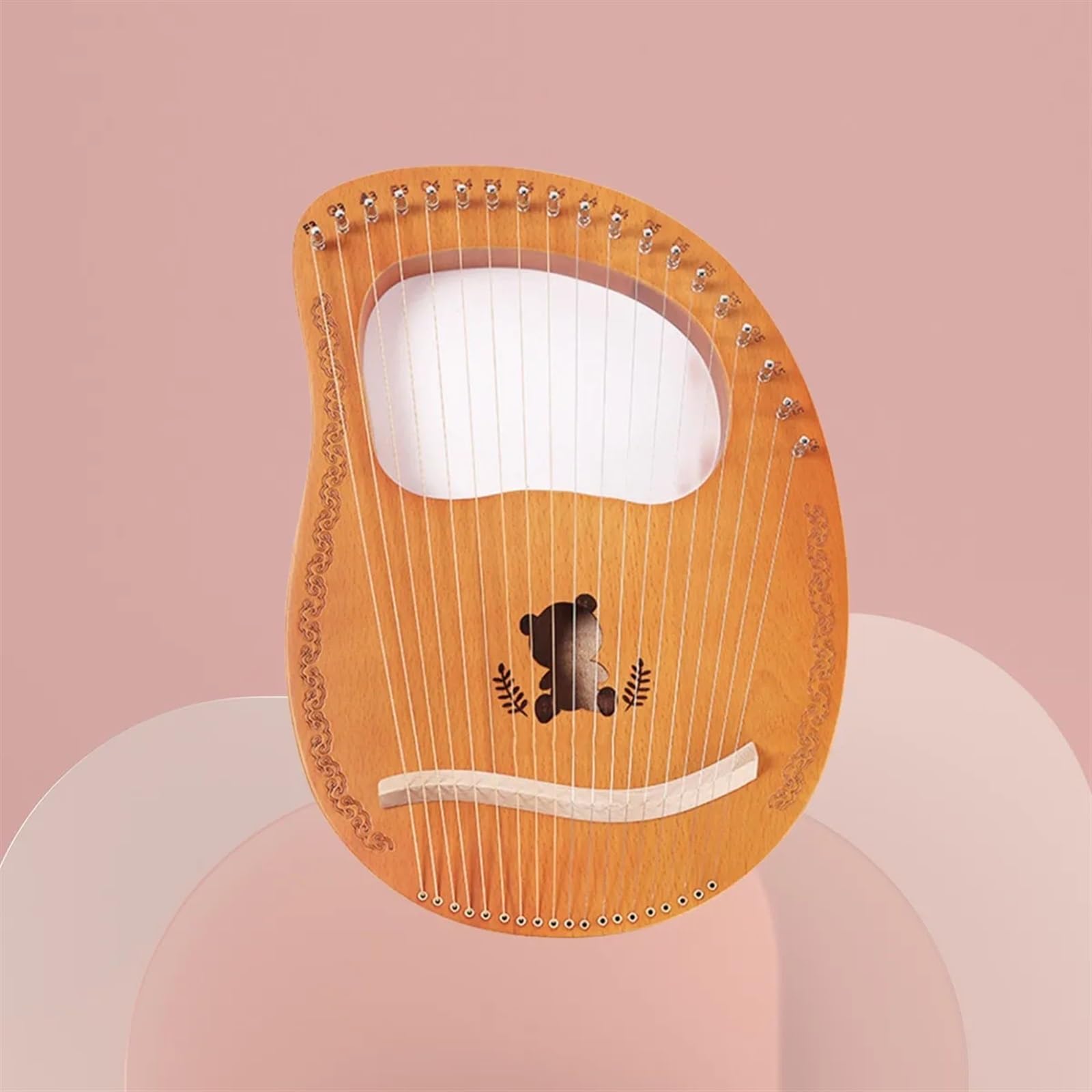 Arpa a Lira 16 Corde Pianoforte a Dito in Mogano con Strumento di accordatura for Principianti Regalo Strumenti Musicali Modello Panda in Legno Arpa a Lira per Adulti
