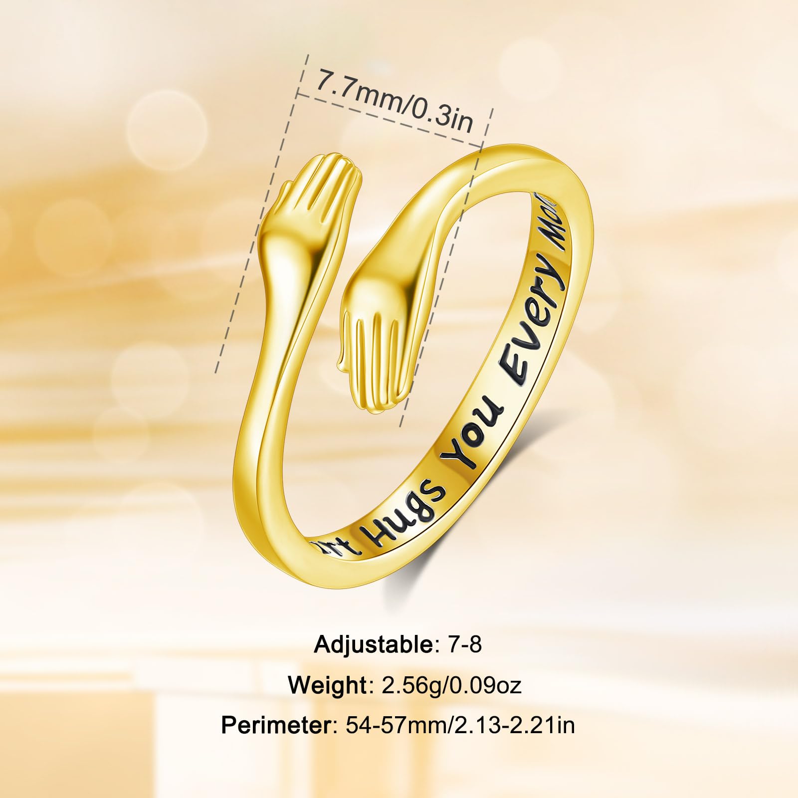 INFUSEU Anillo Abrazo Plata De Ley 925 Ajustable Anillo De Amor Joyas Siempre Juntas Comprometimos Regalos Originales para Mujer