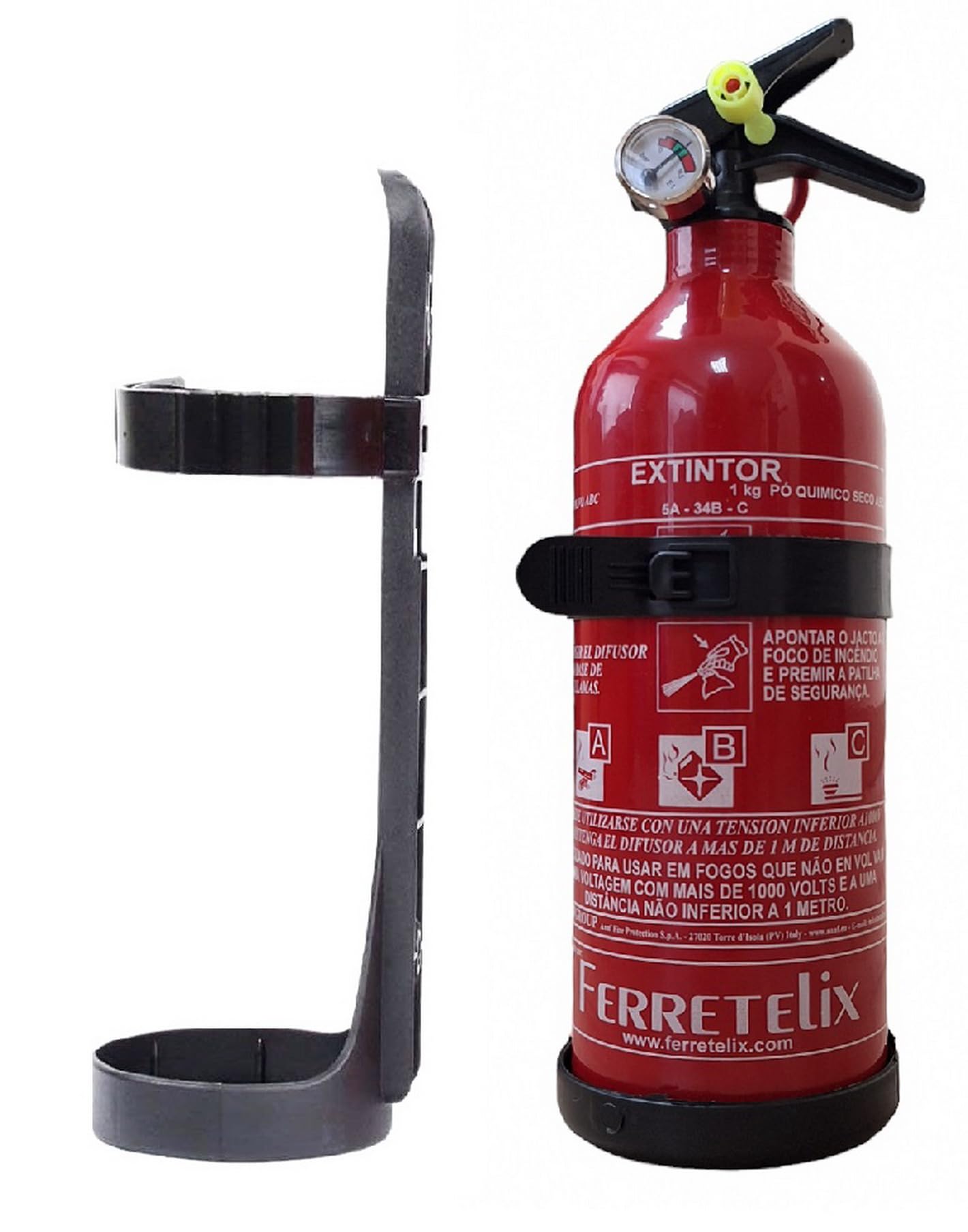 Ferretelix® Pack 4 und Extintores 1 kg Polvo ABC –Fabricado EN 2026 Incluye Soporte de Montaje – Homologados para Coche, Hogar, Oficina, Caravana o Barco –