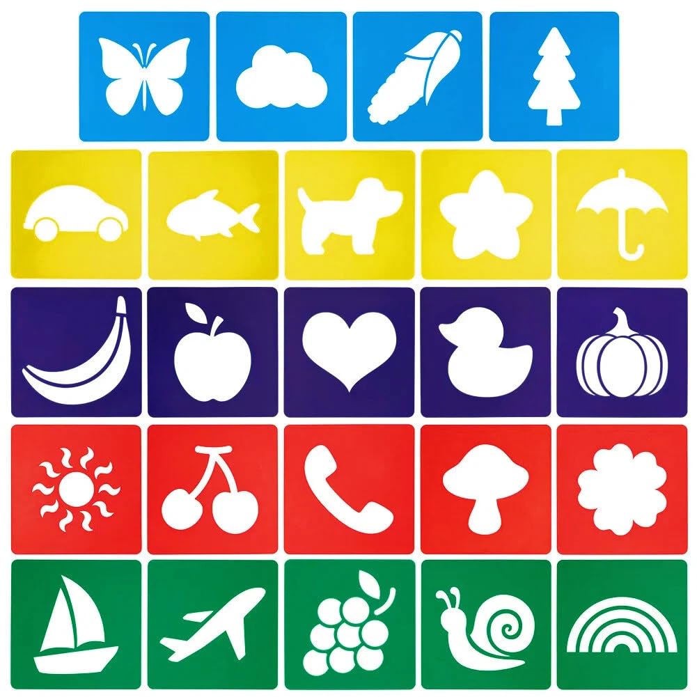 CUTHOLLOW Animals Fruit Plant Stencils, 24PCS 8-Inch Reusable Plastic — image 1