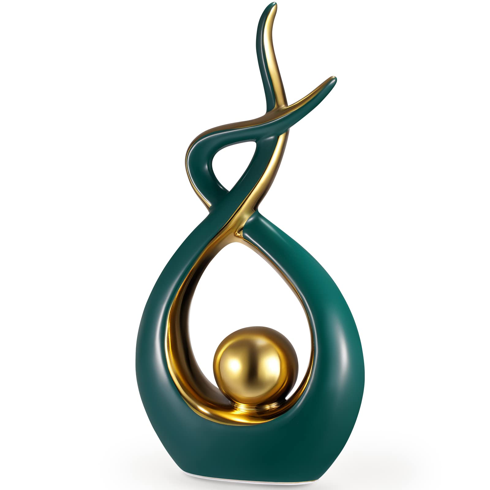 Misvayli Ceramic Modern Abstract Art Statue Decor, Modern Sculpture Ornaments For Living Room, Table Centrepieces For Dining Room Home Decor Accessories(Green)