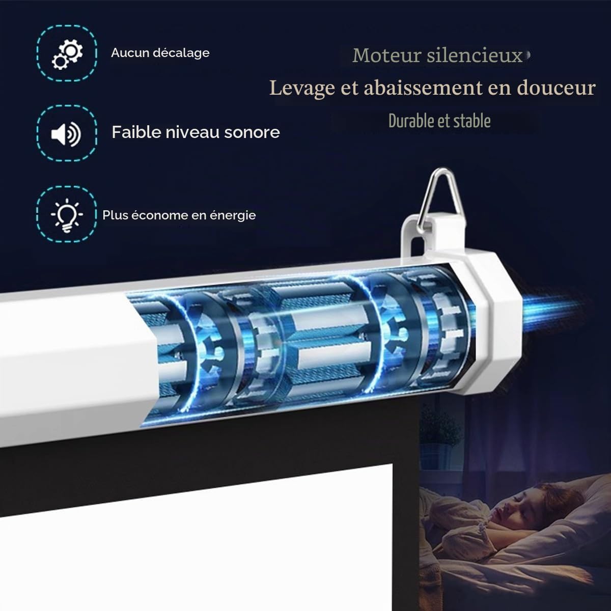60" Écran De Projecteur Motorisé 72" Toile Videoprojecteur Électrique avec Télécommande Ecran Projecteur 4:3 16: 9 4k HD Écran pour Home Theatre Cinema Office Video Game Indoor(72inch(4:3))