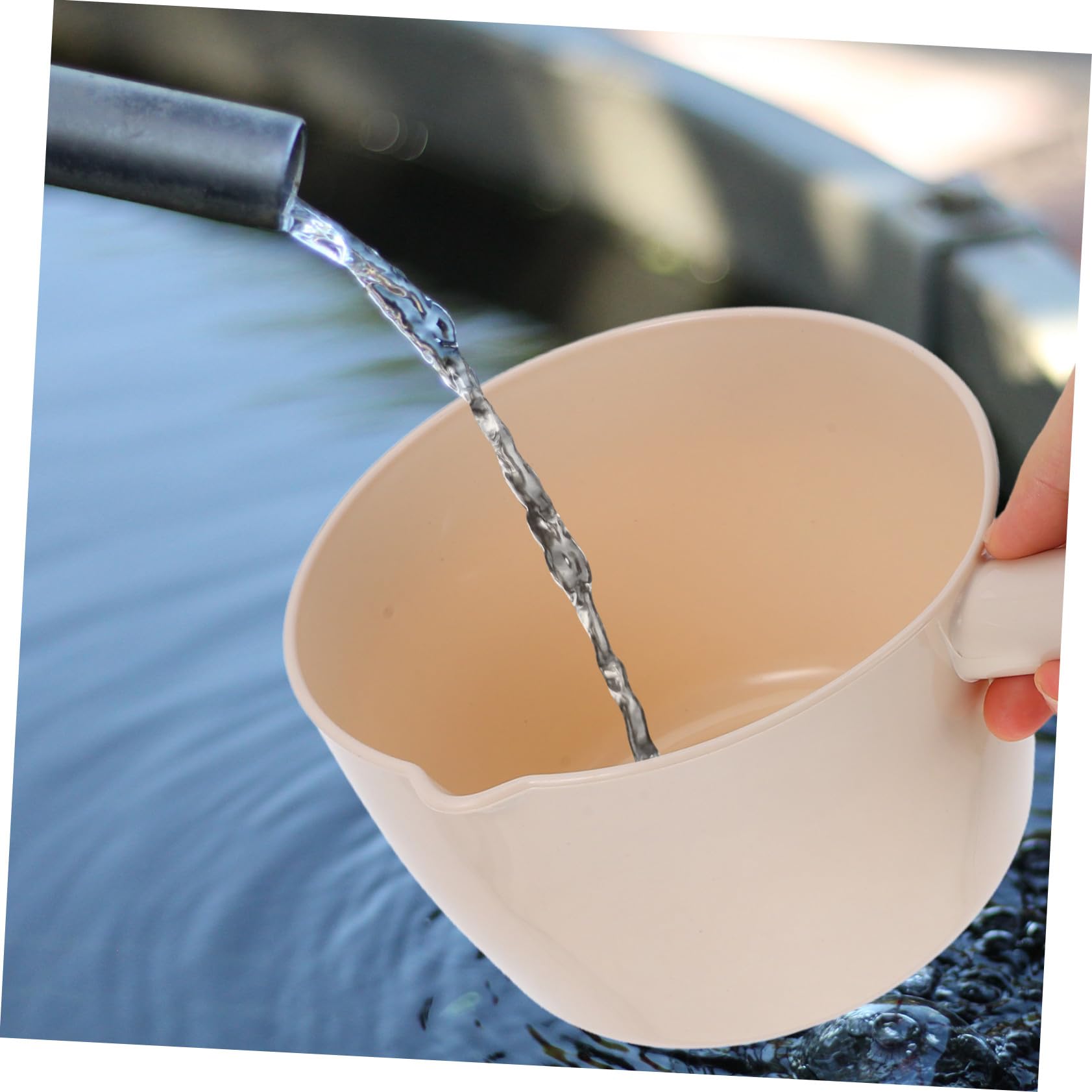 UKCOCO Cucharón para Agua de Cocina Pequeño 2 Piezas Plástico Resistente Azul y Beige Ergonómico para Hogar Jardín y Uso Diario
