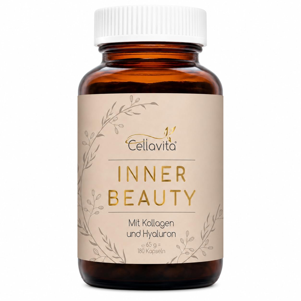 Cellavita – Inner Beauty mit Kollagen & Hyaluron Komplex – Nahrungsergänzungsmittel Collagen 180 Kapseln – Unterstützung von Hautelastizität & Feuchtigkeitsversorgung für Haut, Haare & Nägel
