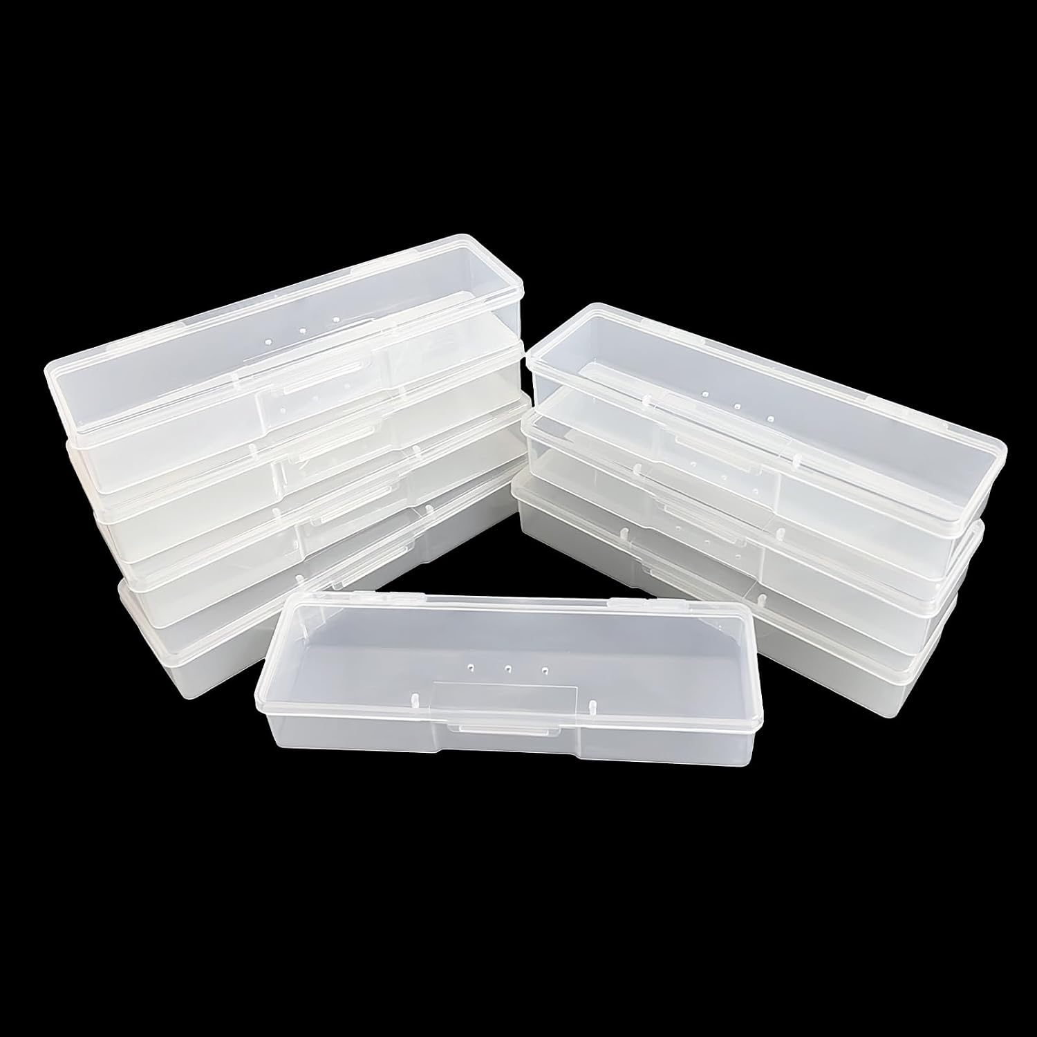 8PCS Manicure Tool Box, Plastic Storage Personal Box Nail Implement Organizer Case Box for Nail Art Pedicure Supply (Pink-A)
