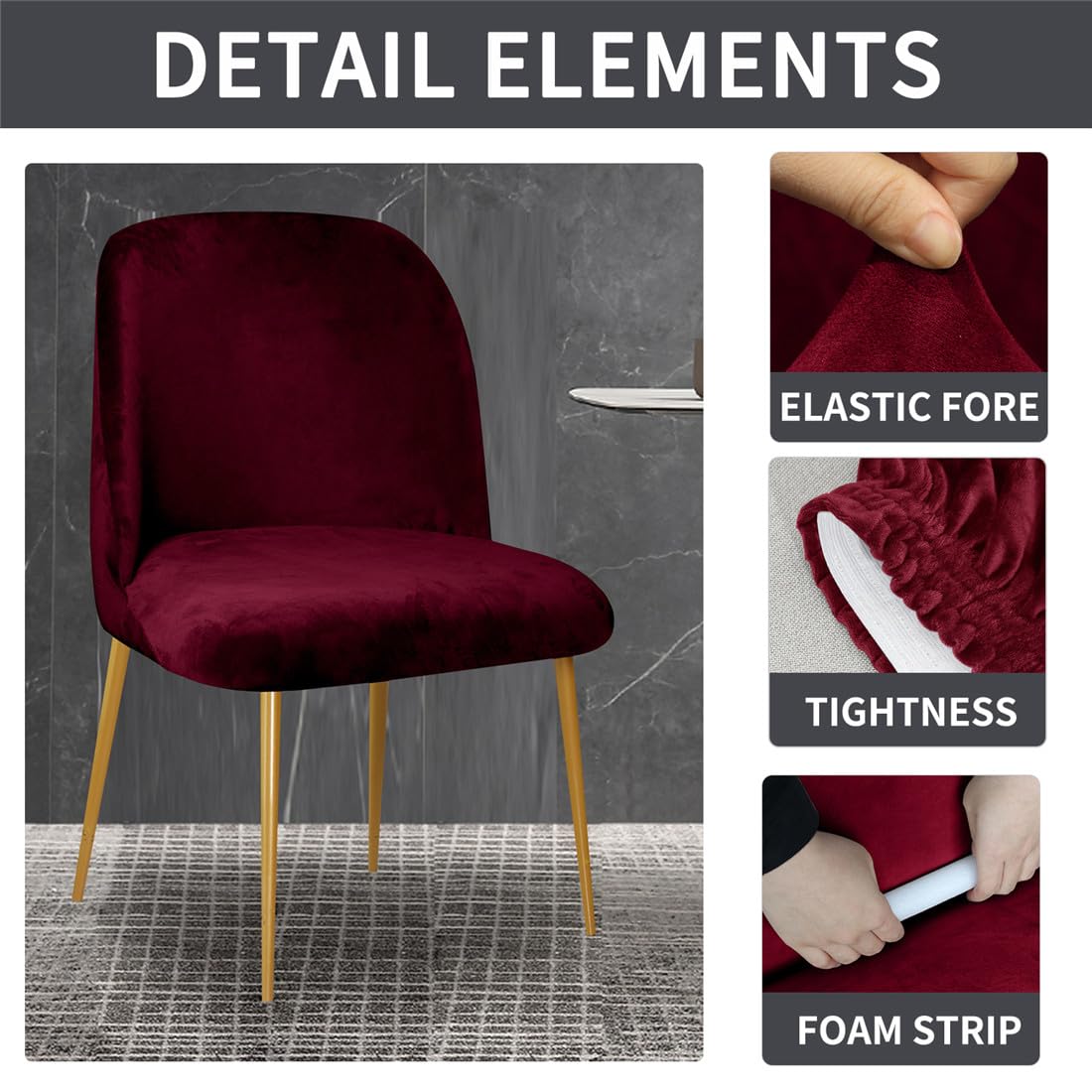 SZJIAHTM 2 Pack Dining Room Chair Slipcovers Velvet Removable Stretch Short Back Armless Curved Chair Protector For Home Decor Living Room Ceremony - Image 7