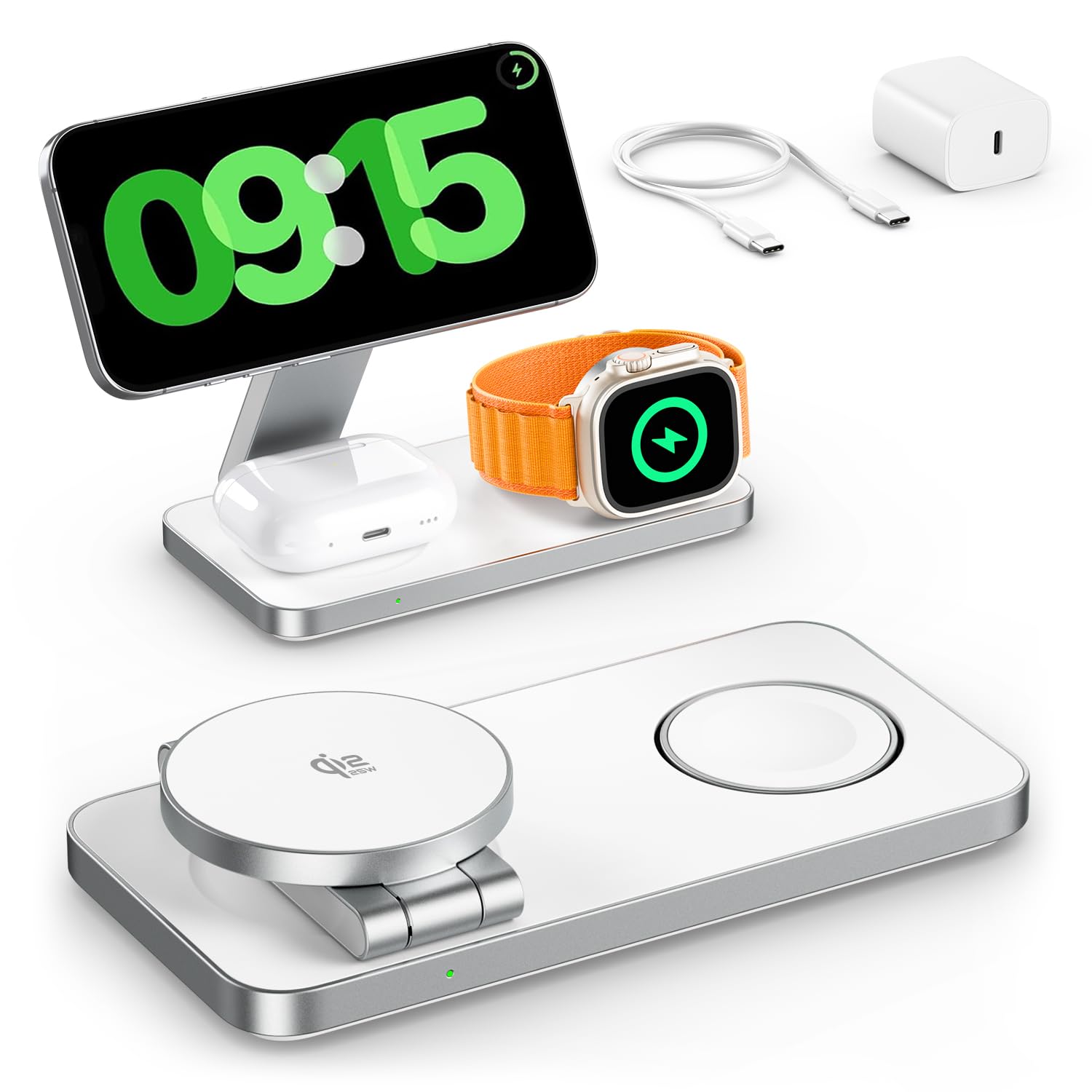 Amazon.co.jp: KEEPRO Qi2 25Wワイヤレス充電器 3in1 折り畳み式