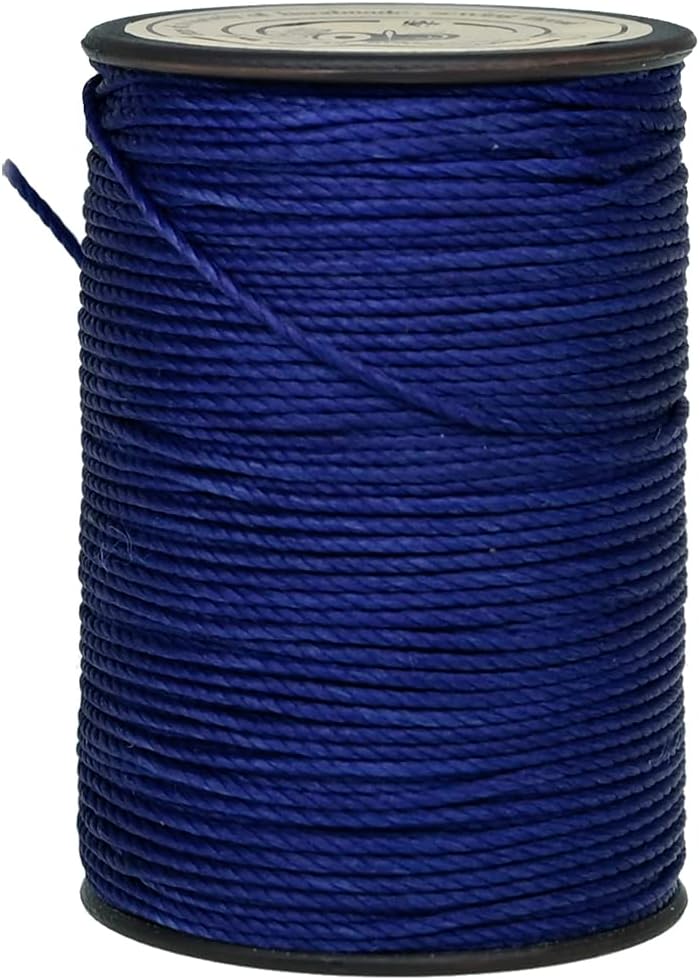 Selric [30 Colors Available] 0.8mm Round Waxed Polyester Thread for DIY Leather Projects, Macrame, Crafts, Machine and Hand Sewing (Royal Blue)