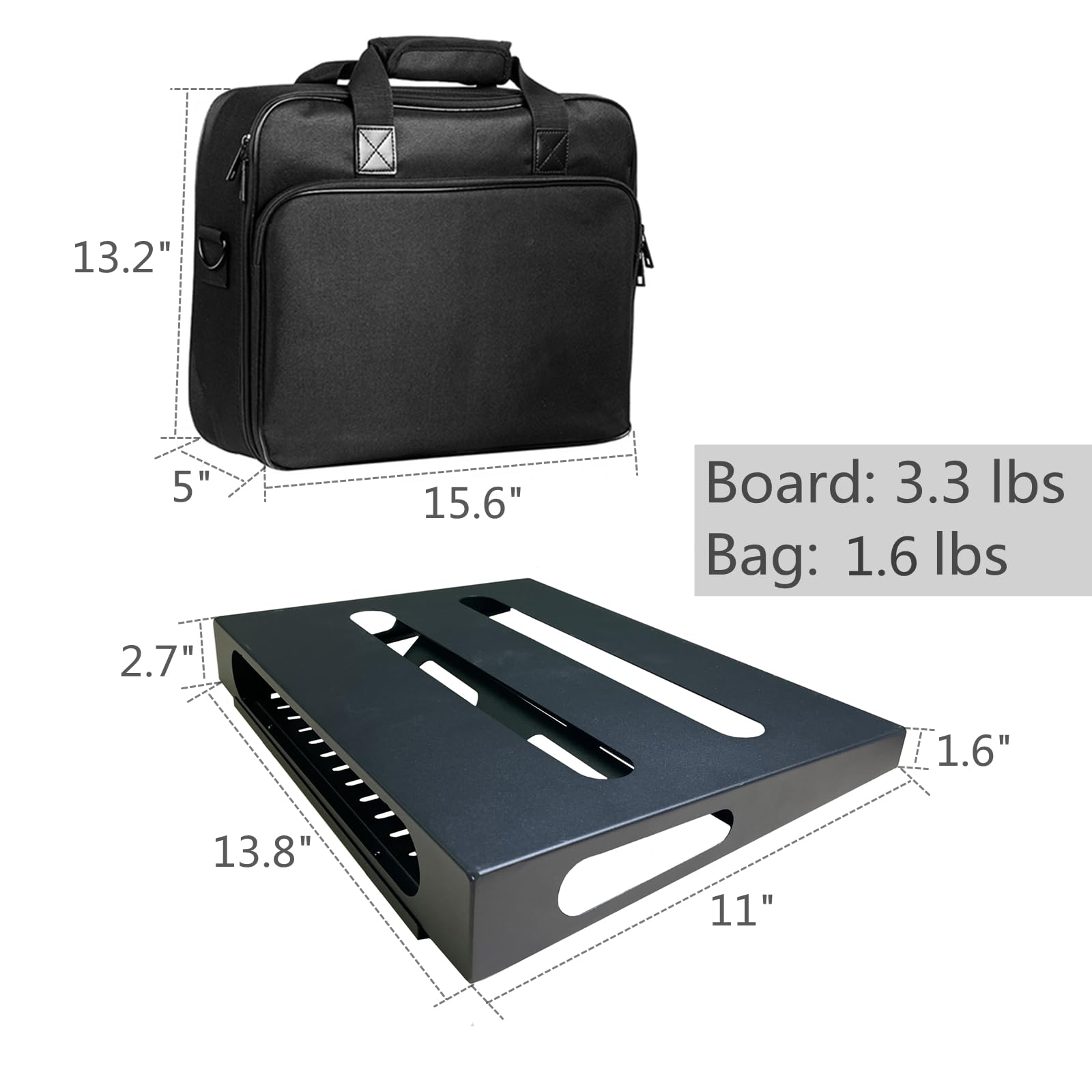 GOKKO Gitarren-Pedalboard, 35 x 27 cm, Gitarren-Pedalboard mit Tragetasche, integrierter Netzteilhalterung