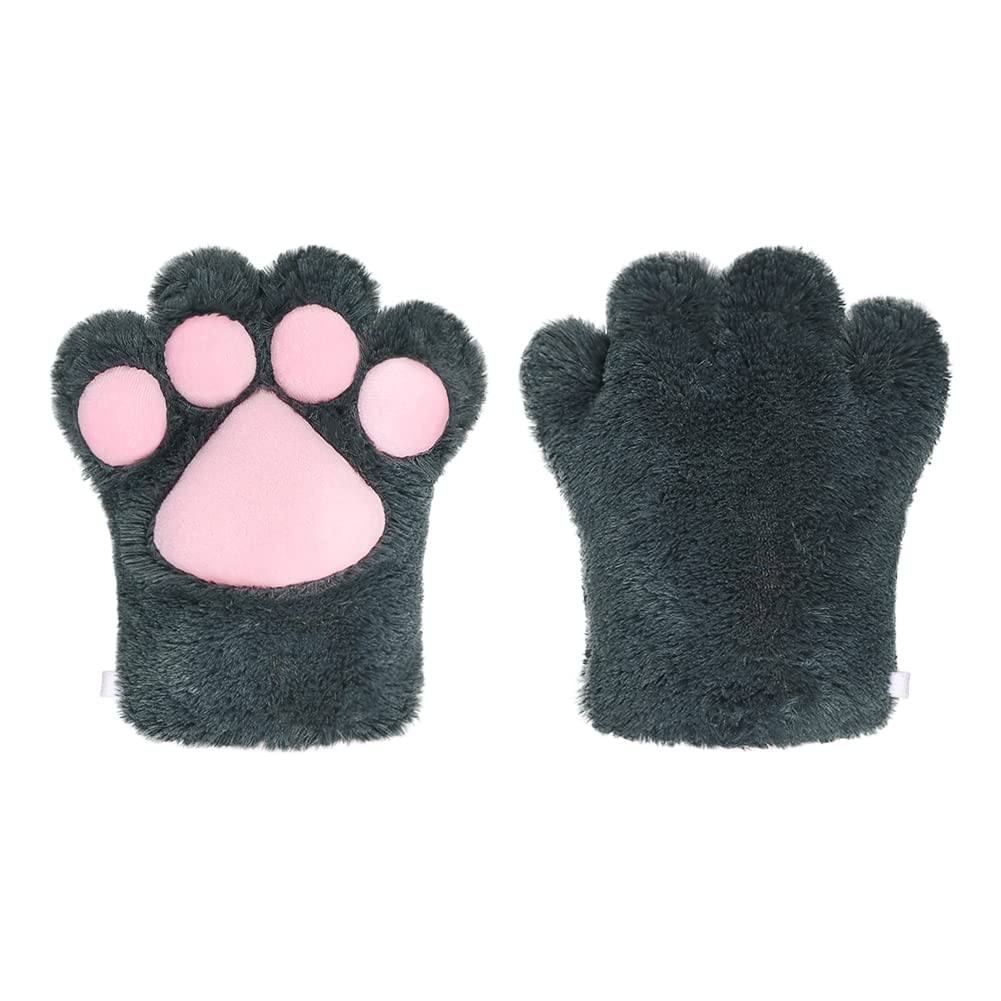 HKSICHENGKEJIUK Plush Cat Paw Gloves Cute Cat Bear Dog Claws Gloves Winter Warm Cartoon Animal Mittens Full Finger Thermal Hand Warmer Halloween Christmas Cosplay Party Costume Handwear for Adults - Image 4