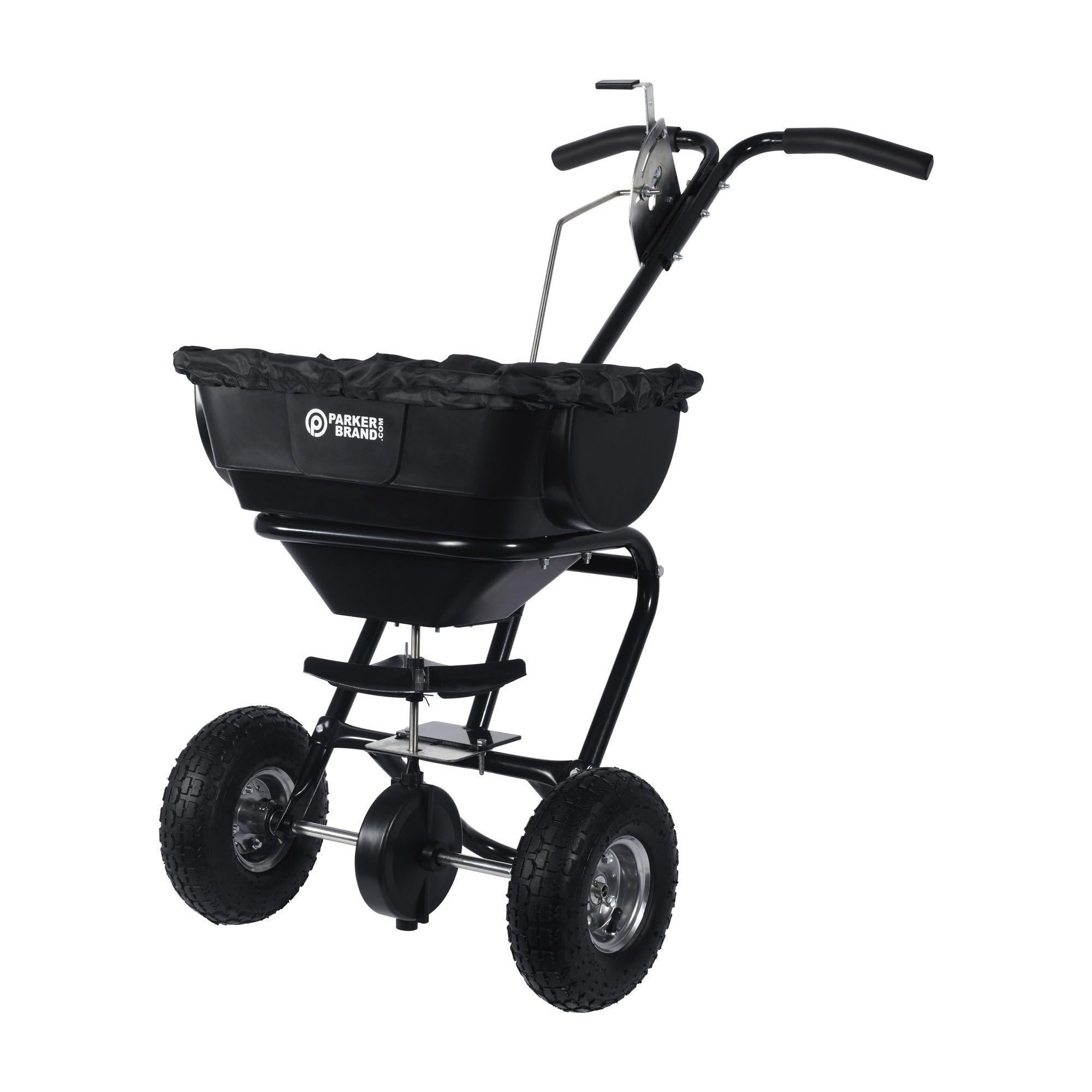 ParkerBrand.com Hand Push Salt and Seed Spreader - 70Lbs Max. Load