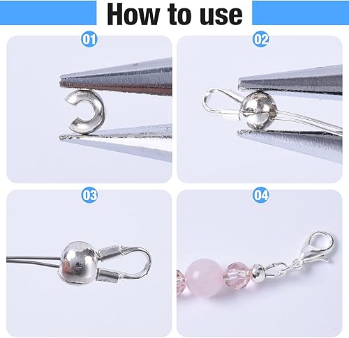 Miniatura 5 de Craftdady 200 piezas de acero inoxidable de engarce de cuentas de metal medio redondo abierto abrazadera nudo cubierta terminador puntas terminador