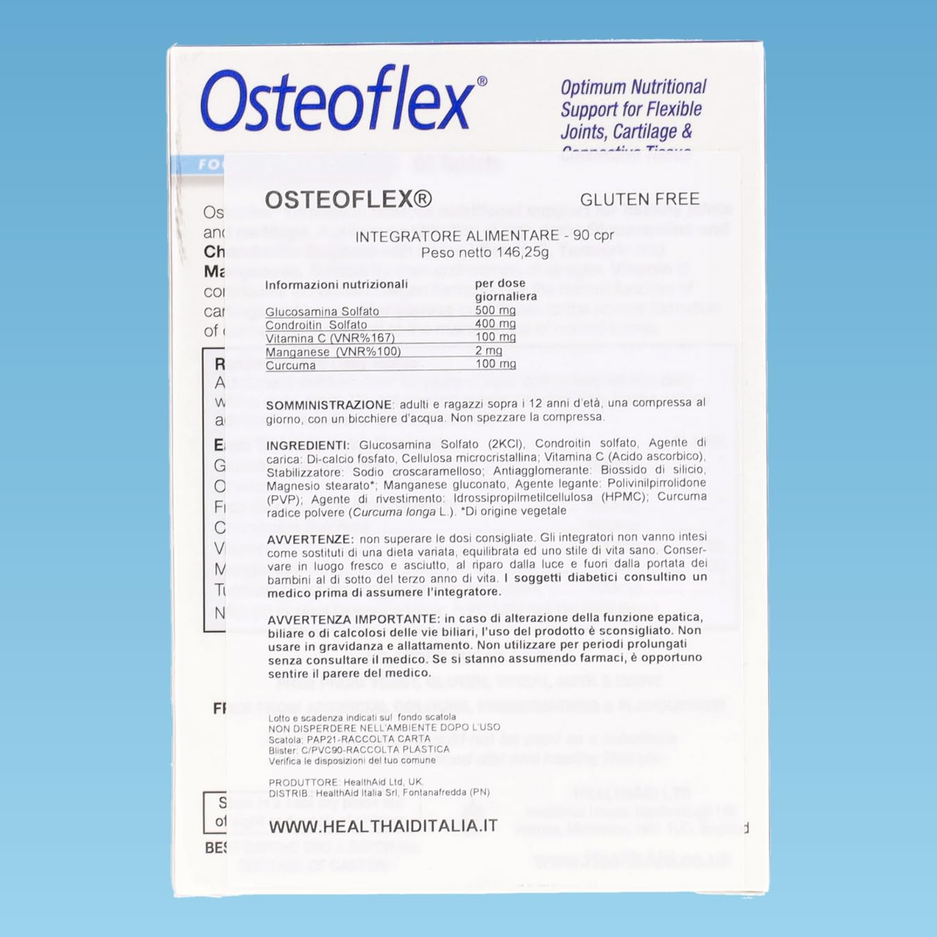Osteoflex Integratore per Articolazioni e Cartilagine - A base di Glucosamina e Condroitina, 90 Compresse, HealthAid