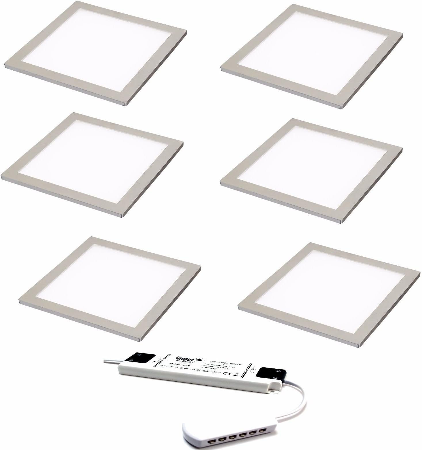 Lighting Innovations 6 X Square Kitchen Light Slim Flat Panel Under Cabinet Cupboard Cool White LED