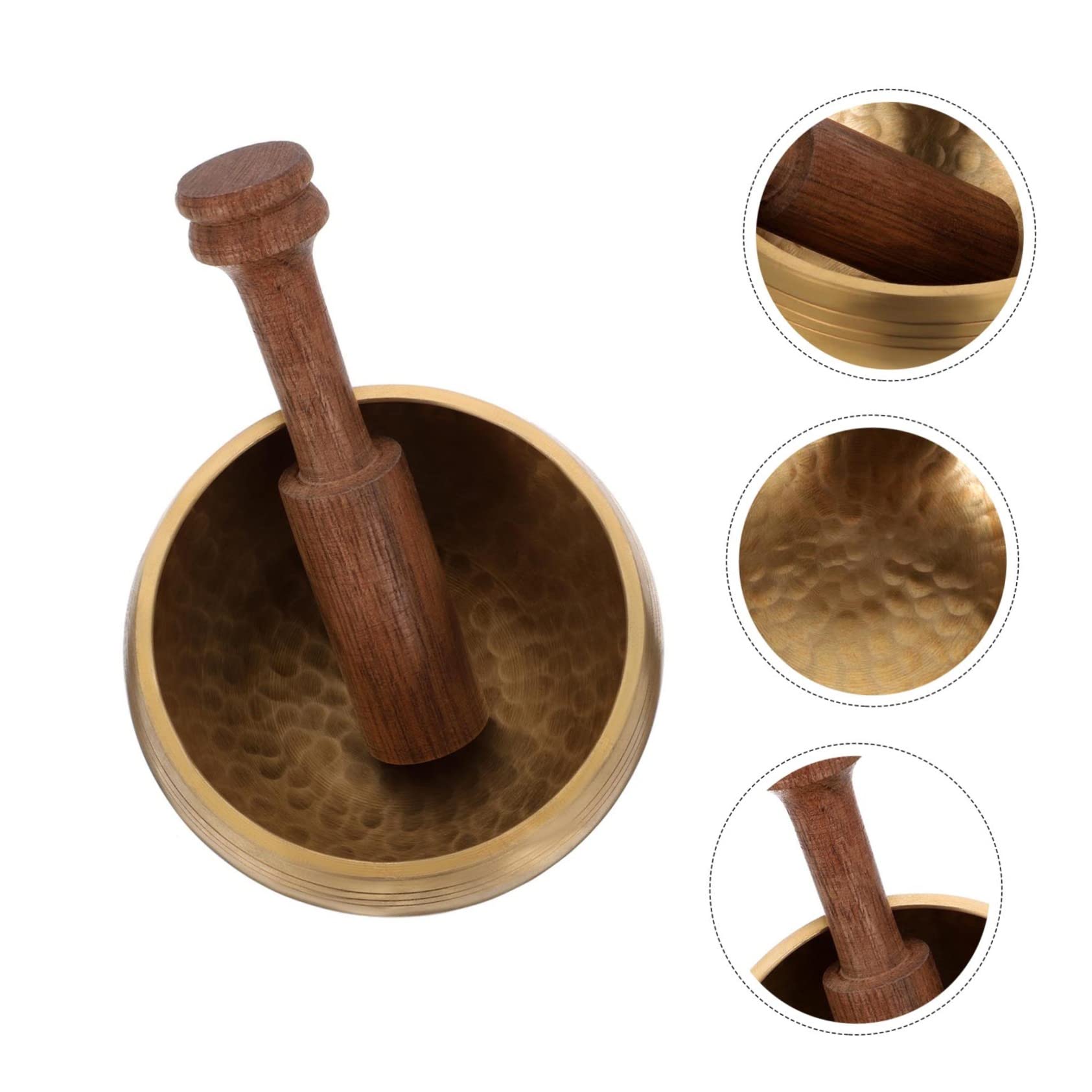 Campana Tibetana in Rame Bastoncino in Legno Set per Meditazione Yoga e Relax in Tempio e Centri Commerciali