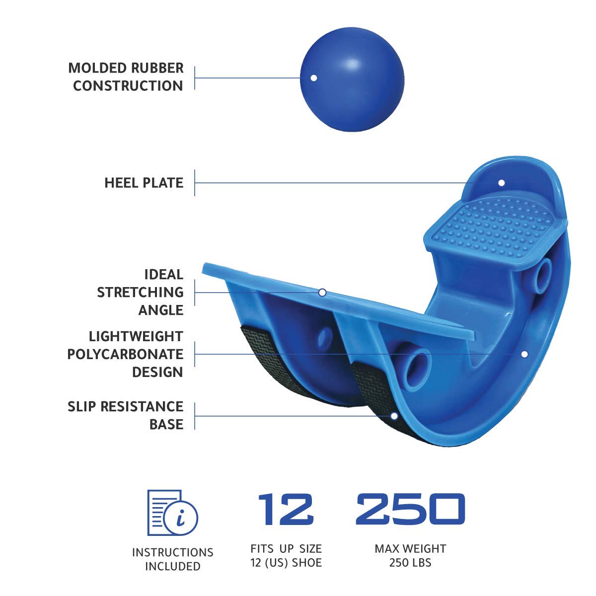 TyeinGoLumia Wellness Foot Rocker with Massage Ball - Calf Stretcher for Plantar Fasciitis, Achilles Tendonitis, Shin Splints, Heel, Feet Pain Relief - Ankle Wedge Stretches Strained Leg Muscle