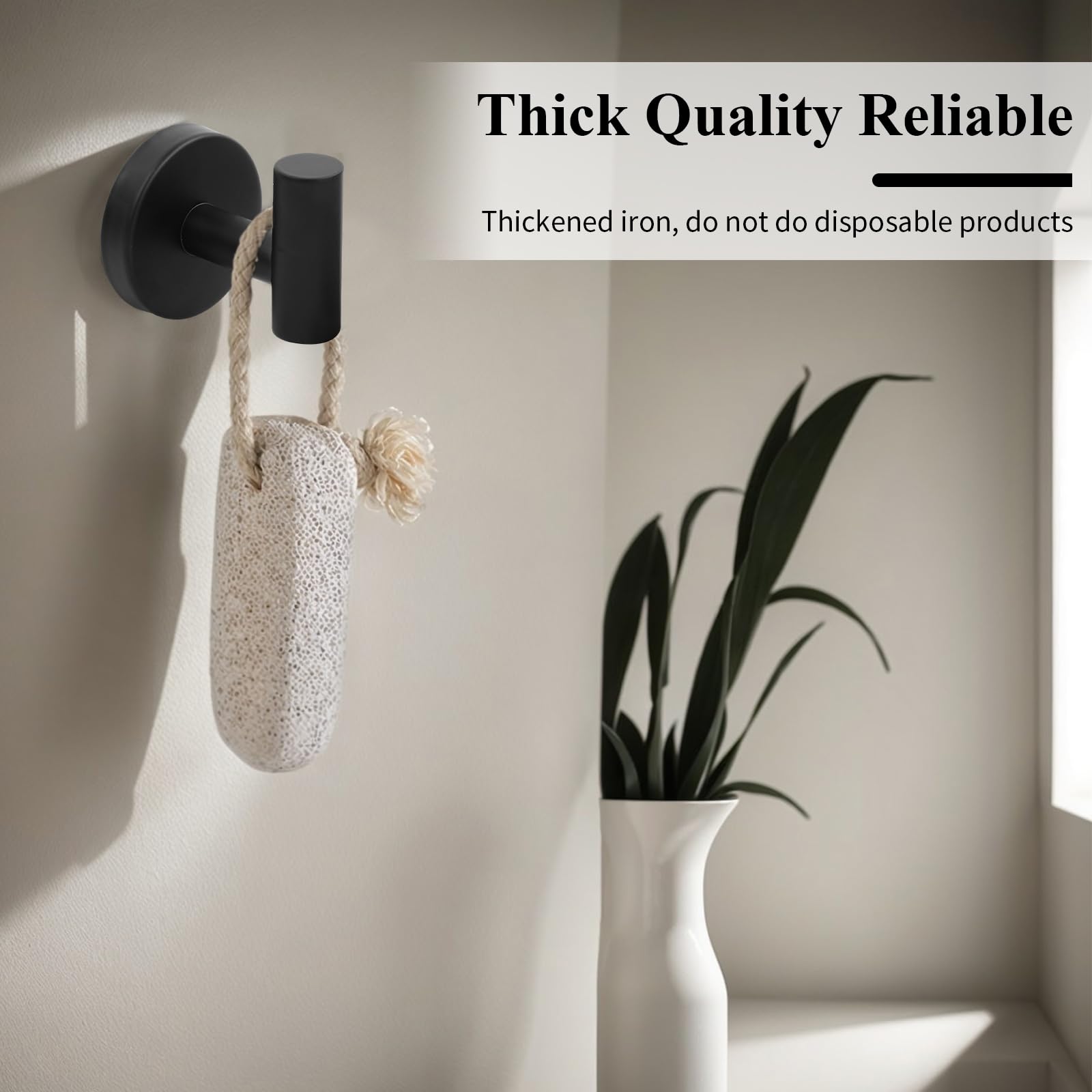 4 Piezas Ganchos para Abrigos Montados en Pared, Ganchos para Toalla, Gancho de Acero Inoxidable con Tornillos, Colgador Toalla Baño, Colgar Pared Gancho Negro Mate, para Baño Ducha Cocina