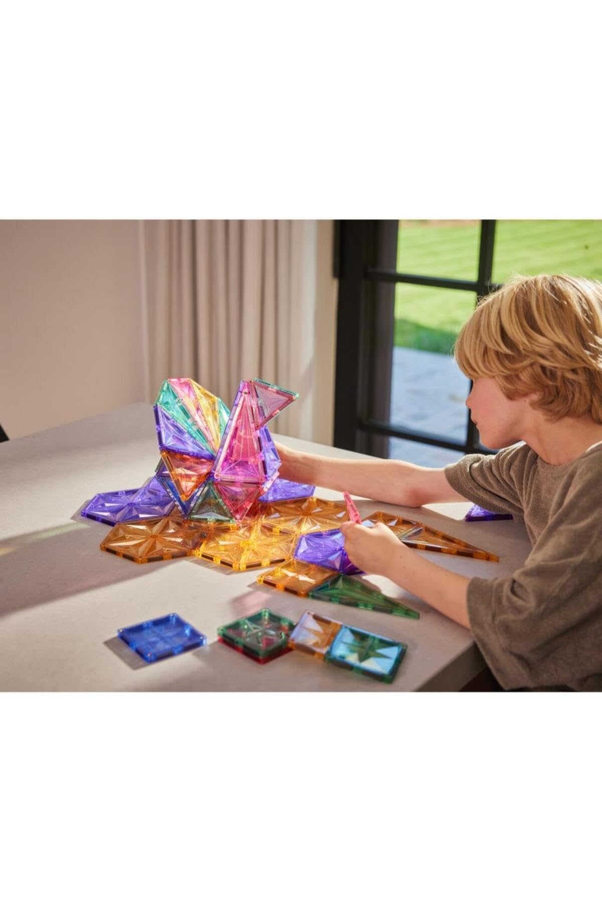 Geometrie-Bausatz in Pastellfarben 45 Teile, geometrische Bausteine, langlebiges Magnetspielzeug, Robustes Lernspielzeug, erweiterbare Sets, für Kinder ab 3 Jahren