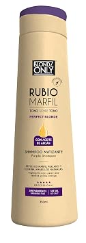 Hair Purple Toning Shampoo| Eliminates Brassiness | Neutralizes Yellow & Orange Tones | Rubio Marfil Blonde Pearl with Argan Oil Perfect Blonde Beige 11.8 Fluid Ounce 350 ml