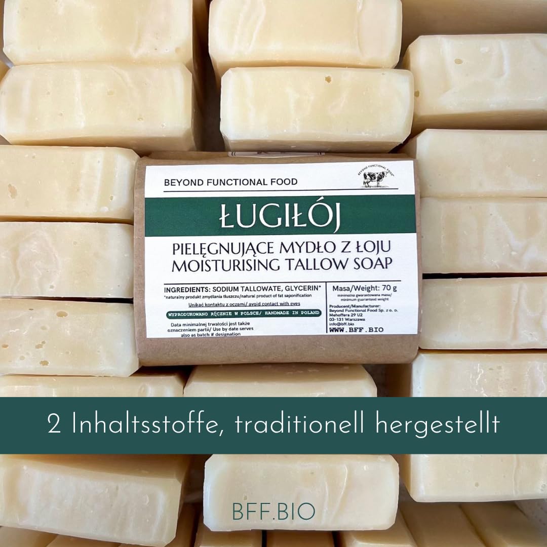 Mydło z łojem wołowym z 2 składników - Naturalne mydło bez chemii - Ręcznie robione mydło - 70 g