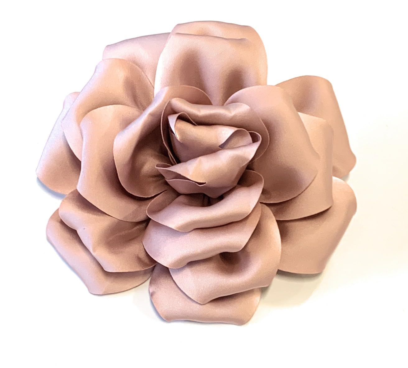 Large Rose Fascinator Corsage Hair Clip and Brooch Pin, Satin Flower, Multi-Colour Options (Dusty Pink)