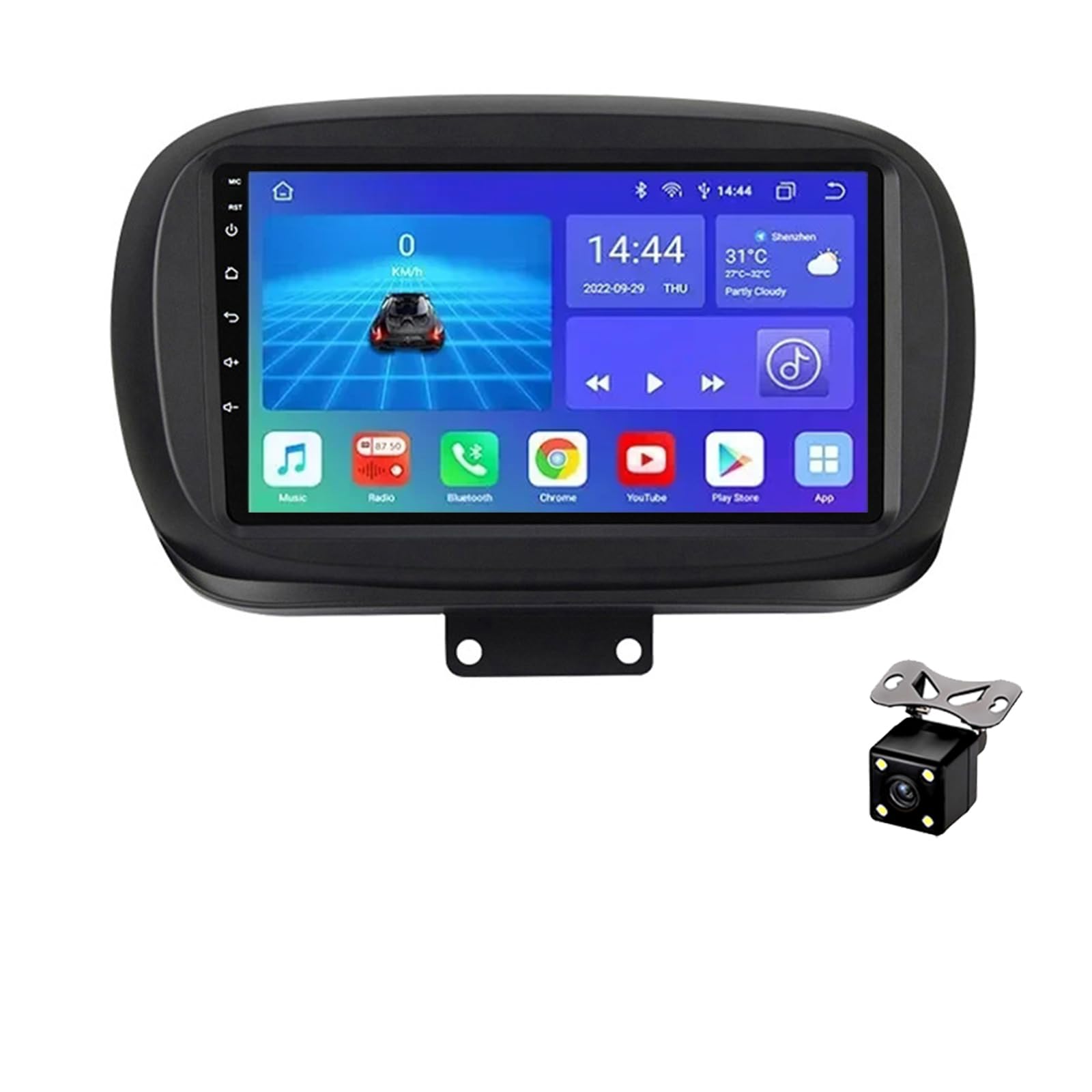 2K Autoradio per Fiat 500X 2014-2020 con Wireless Carplay Android Auto 9 Pollici Android 14 Auto Radio con RDS/GPS/WiFi/Bluetooth/Radio FM/Telecamera di Retromarcia