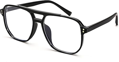 Miniatura 9 de FEISEDY Lentes de bloqueo de luz azul falsos nerd transparentes cuadrados para computadora, ligeros, marco de gafas de piloto de gran tamaño B2866